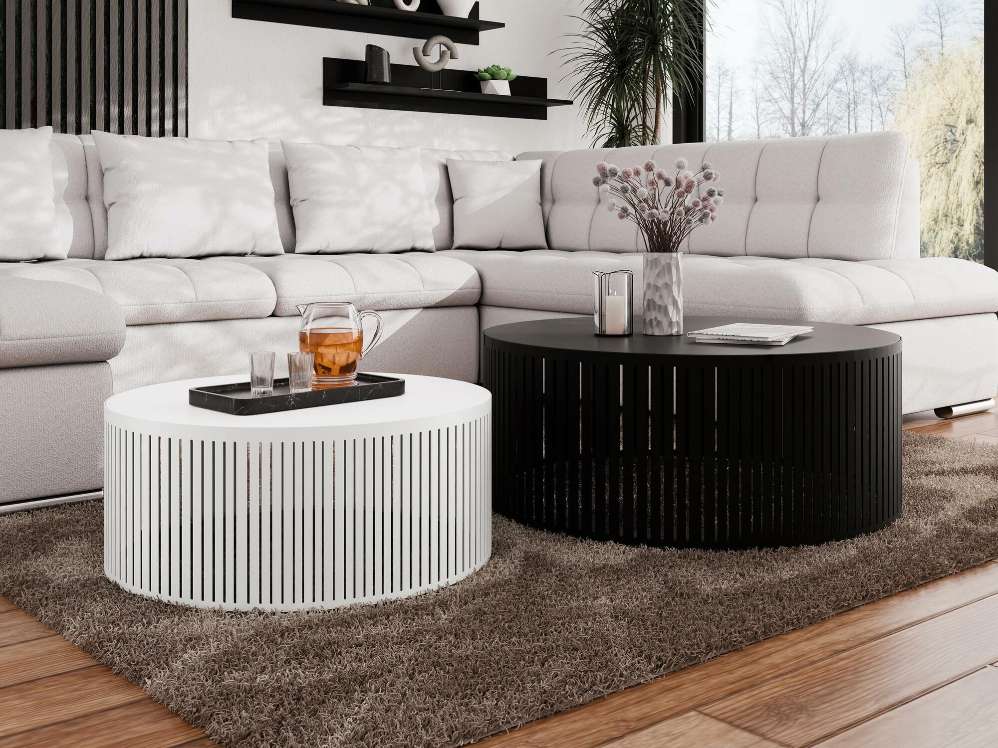 Nest of coffee tables Prunis (White + Black)