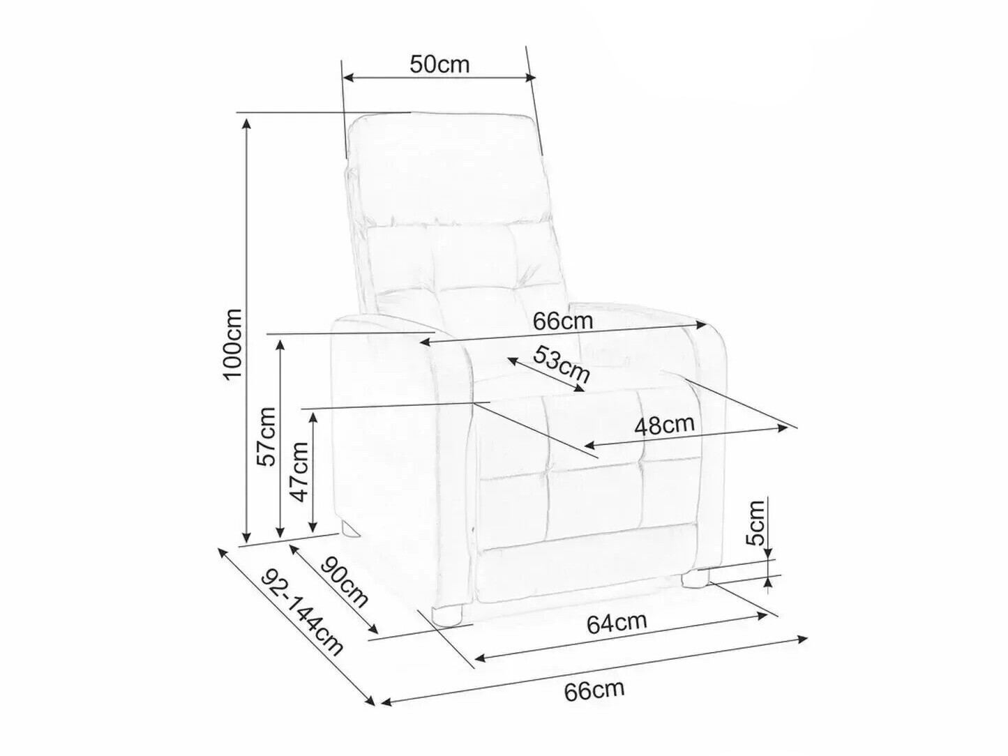 Armchair recliner Detroit 197 (Light brown)