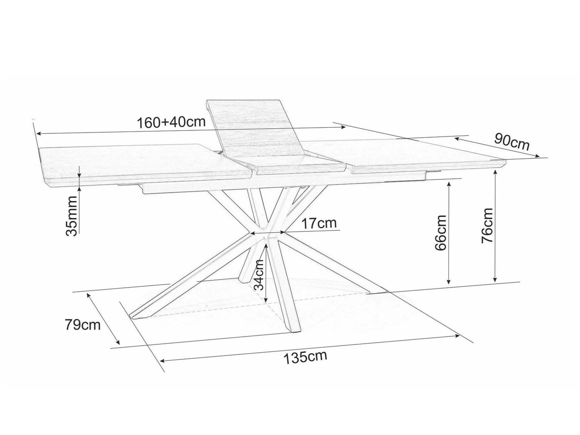 Table Detroit 374 (Walnut + Black)