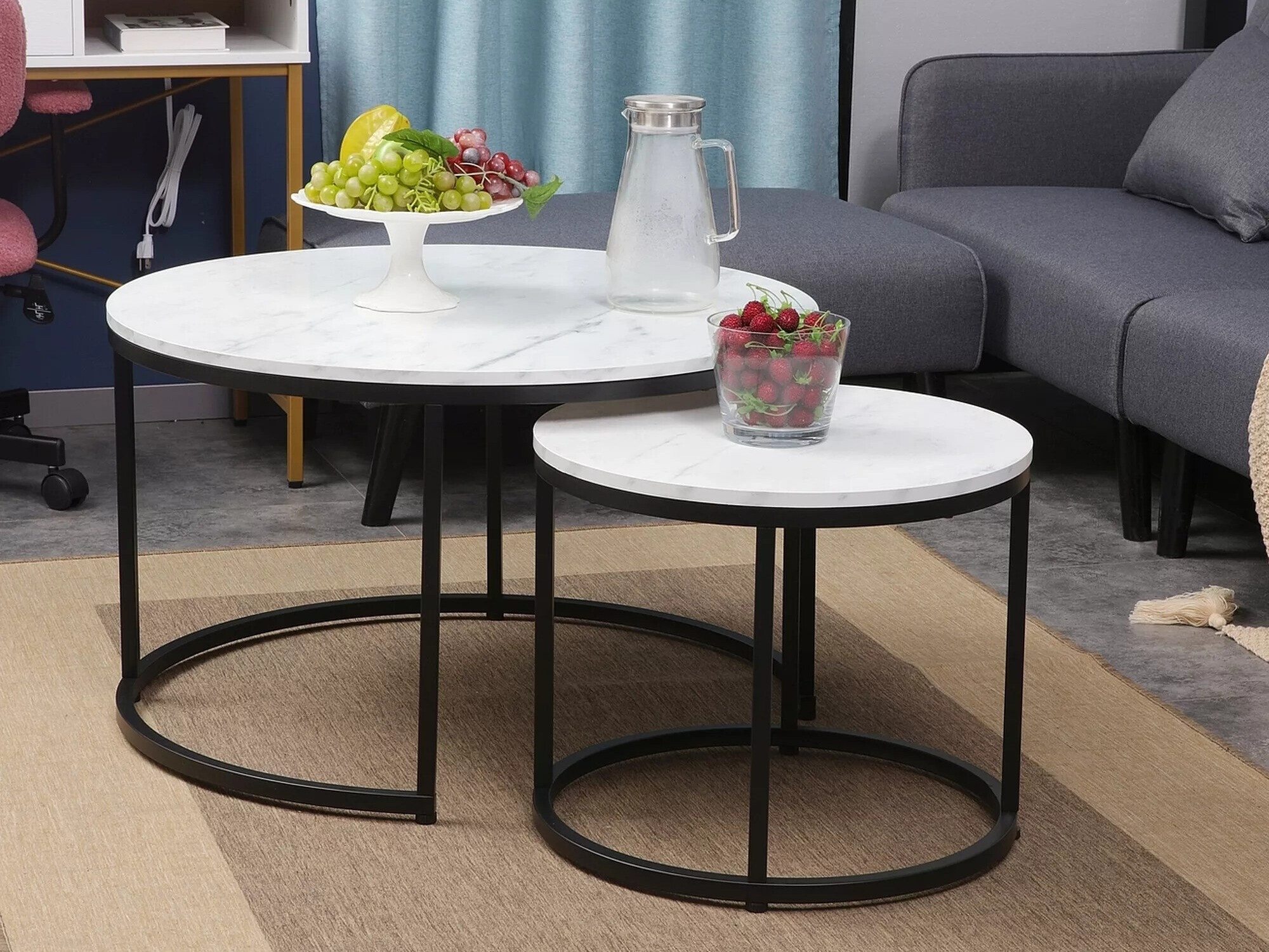 Nest of coffee tables Detroit 397 (White marble)