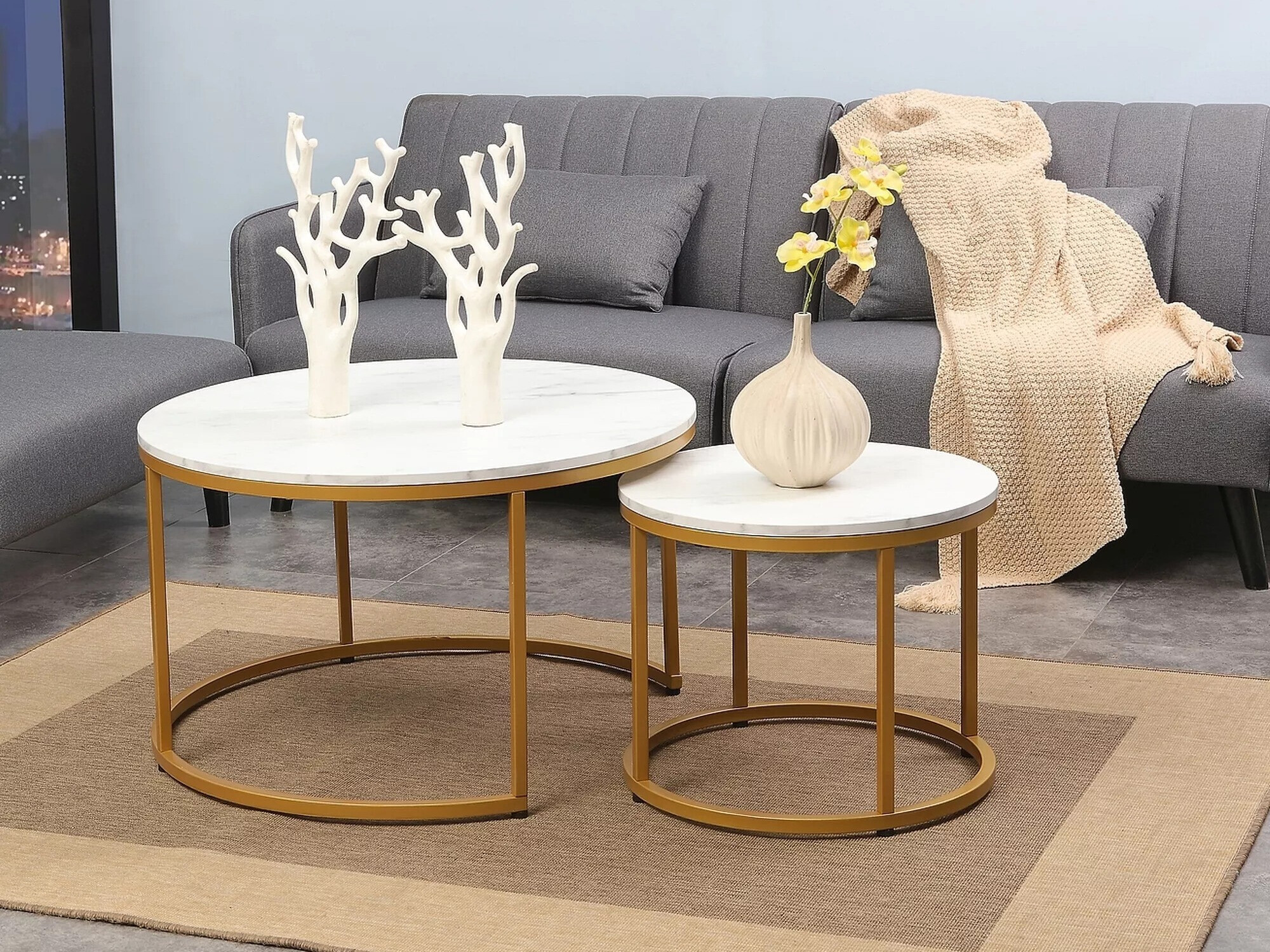 Nest of coffee tables Detroit 397 (White marble)