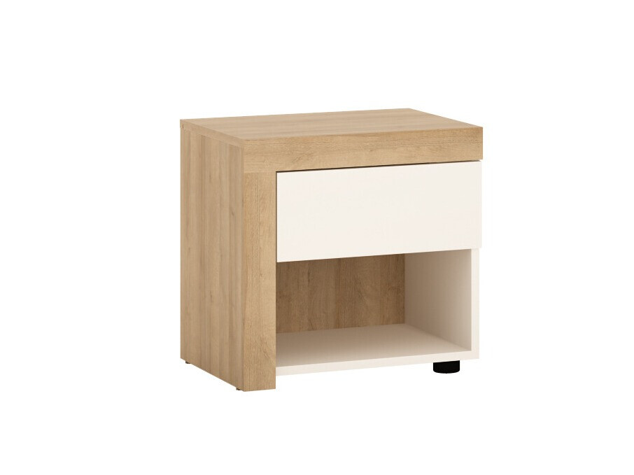 Bedside table Feldeli 113 (Riviera oak + Glossy white)
