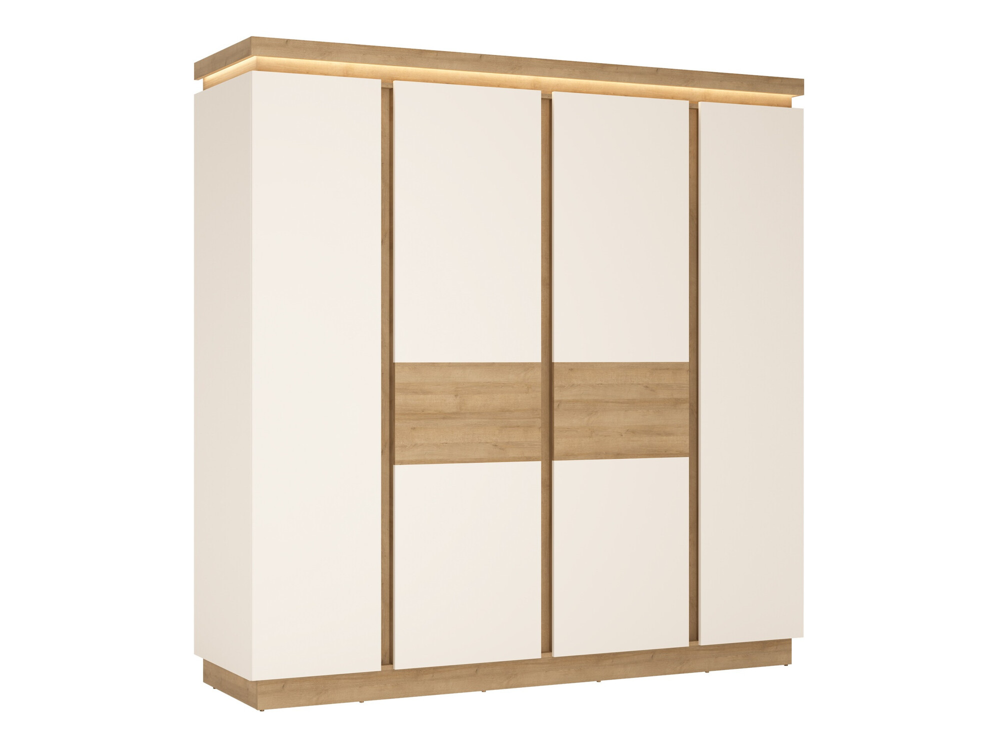 Wardrobe Feldeli 116 (Riviera oak + Glossy white)