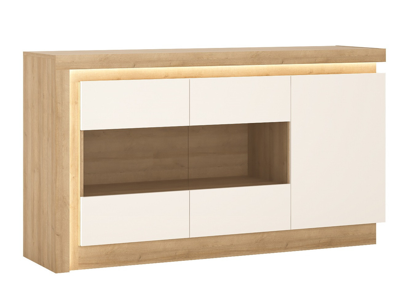 Sideboard Feldeli 104 (Riviera oak + Glossy white)