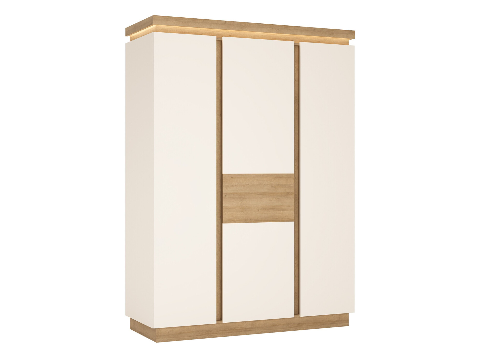 Wardrobe Feldeli 115 (Riviera oak + Glossy white)
