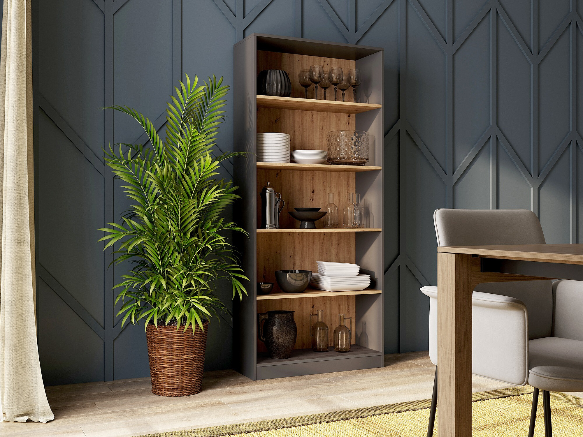 Bookcase Mandeville 253 (Anthracite + Artisan oak)