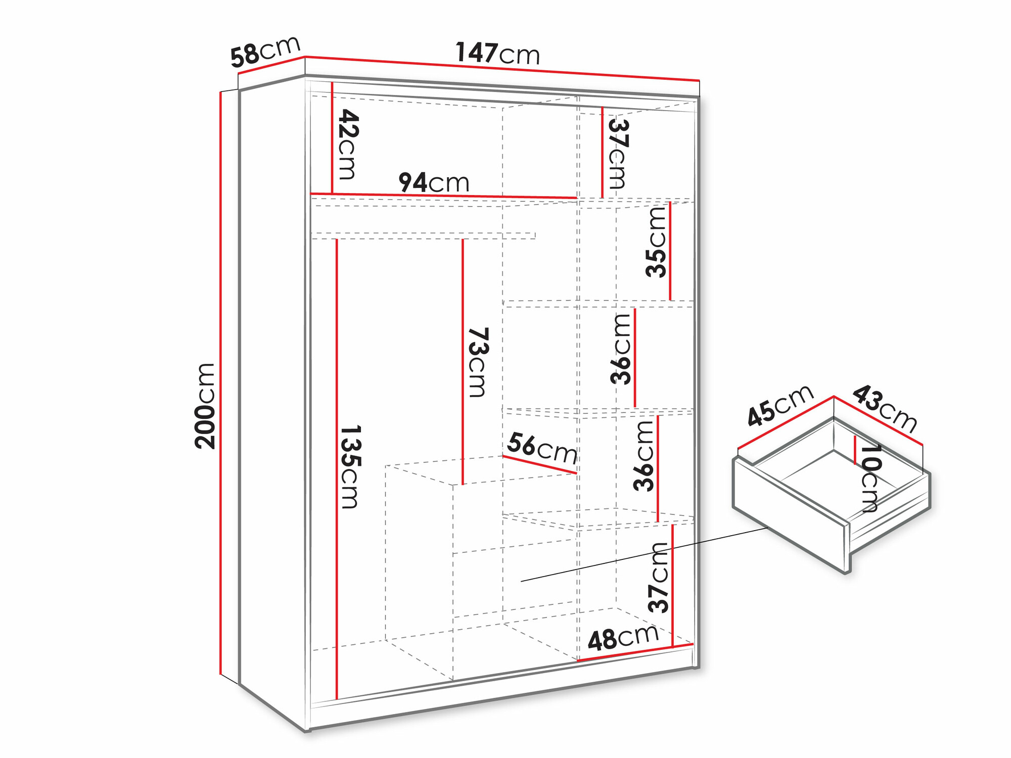 Wardrobe Dortivu II (Wellington oak)
