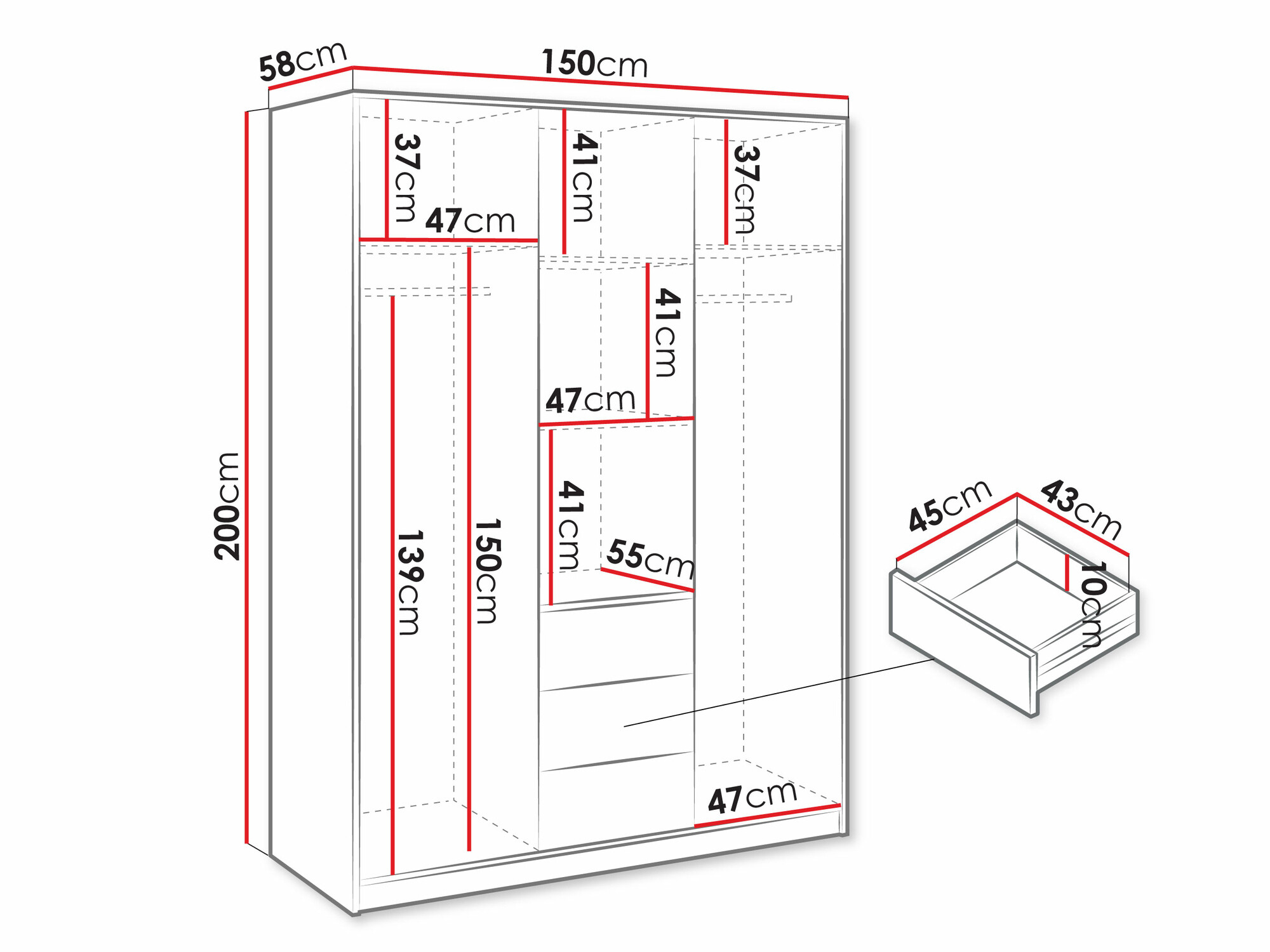 Wardrobe Collis I (Wotan Oak + Black)