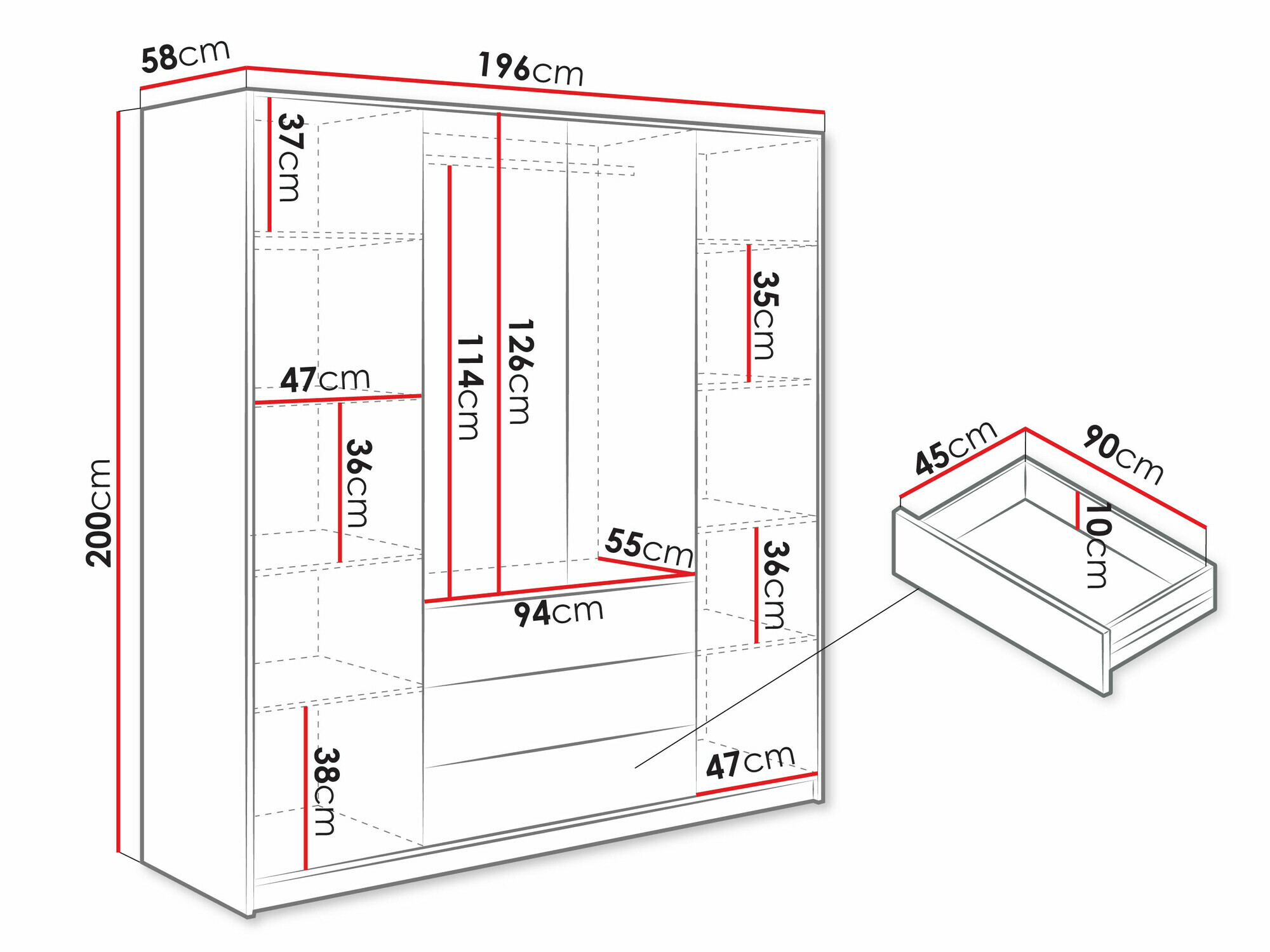 Wardrobe Collis II (Wotan Oak + Black)