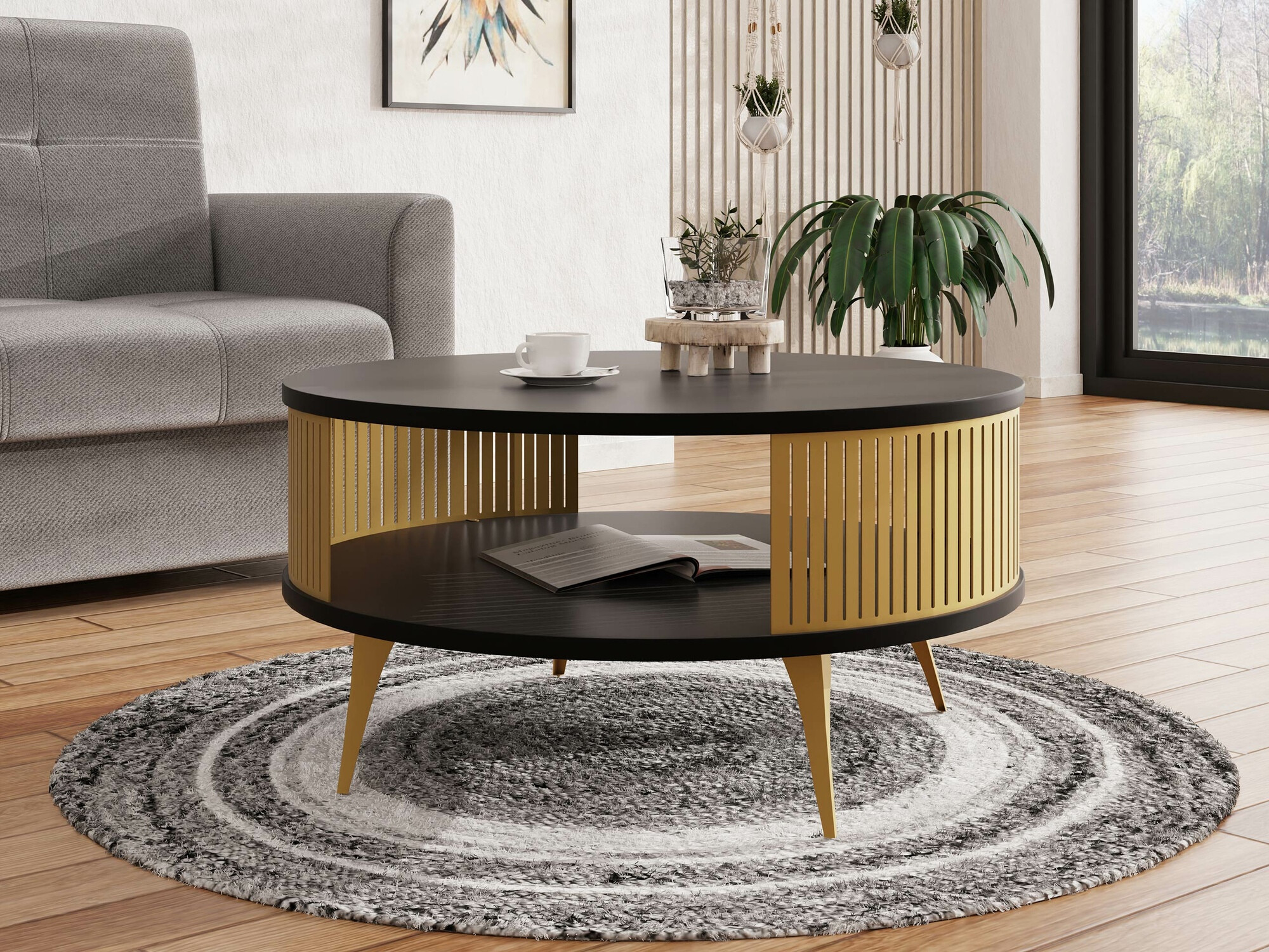 Coffee table Vitum I (Golden + Black)