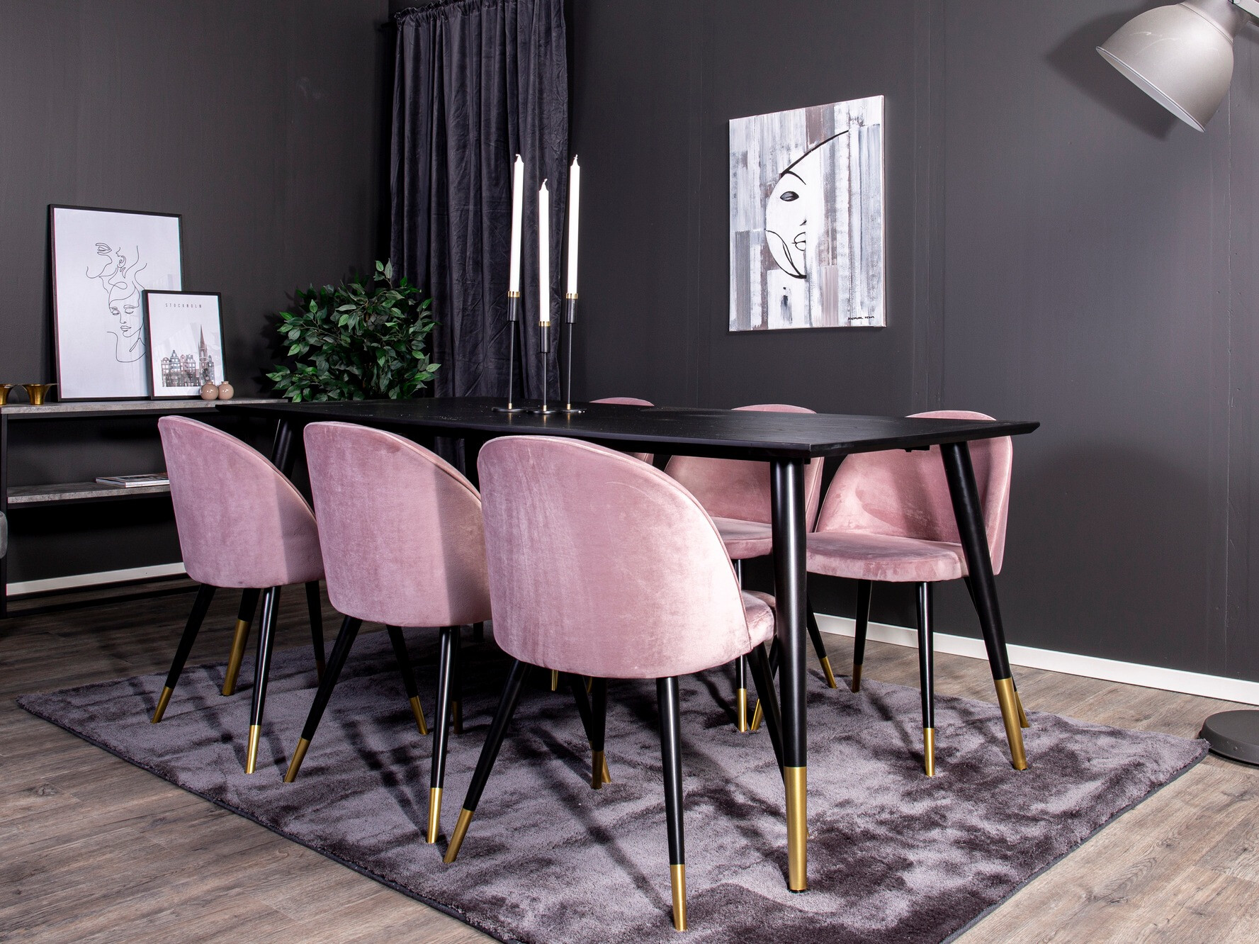 Dining set Dallas 346 (Pink + Black)
