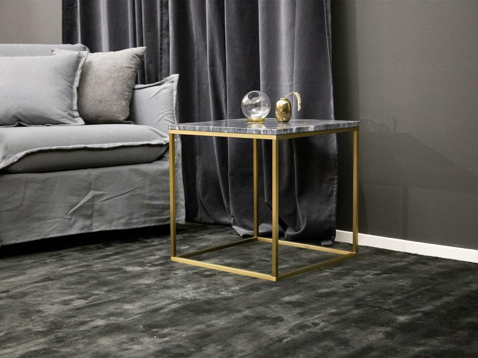 Coffee table Dallas 178 (Black marble + Brass)