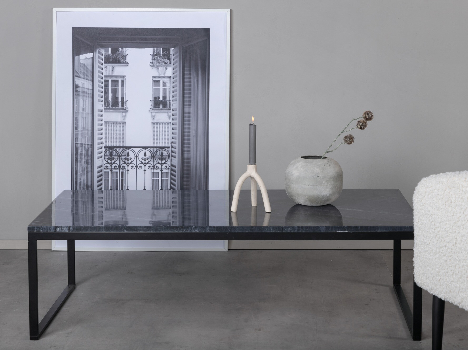 Coffee table Dallas 179 (Grey marble + Black)