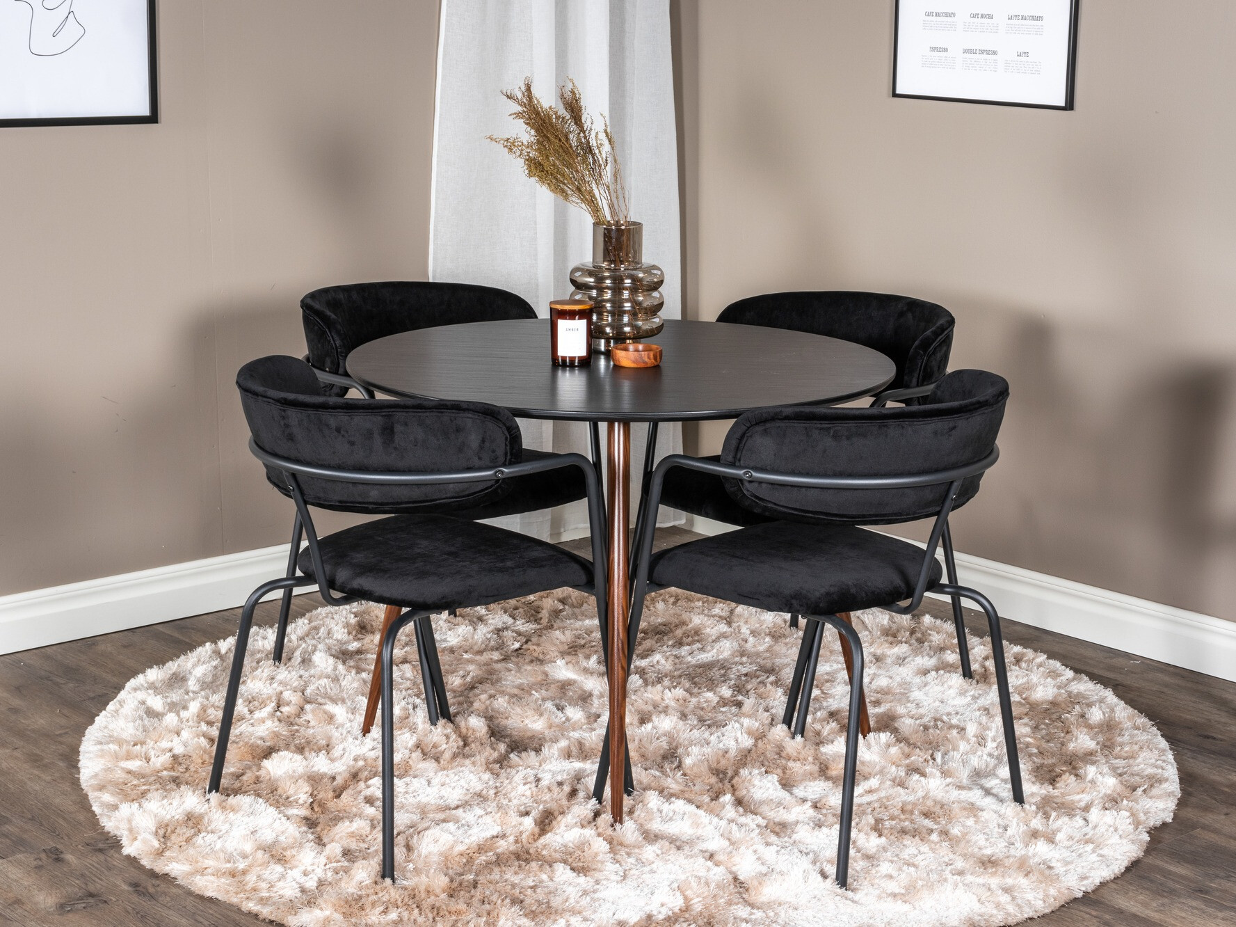 Dining set Dallas 285 (Black + Nut)