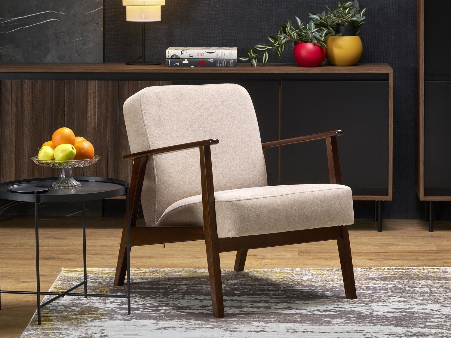 Armchair Houston 2116 (Beige + Walnut)