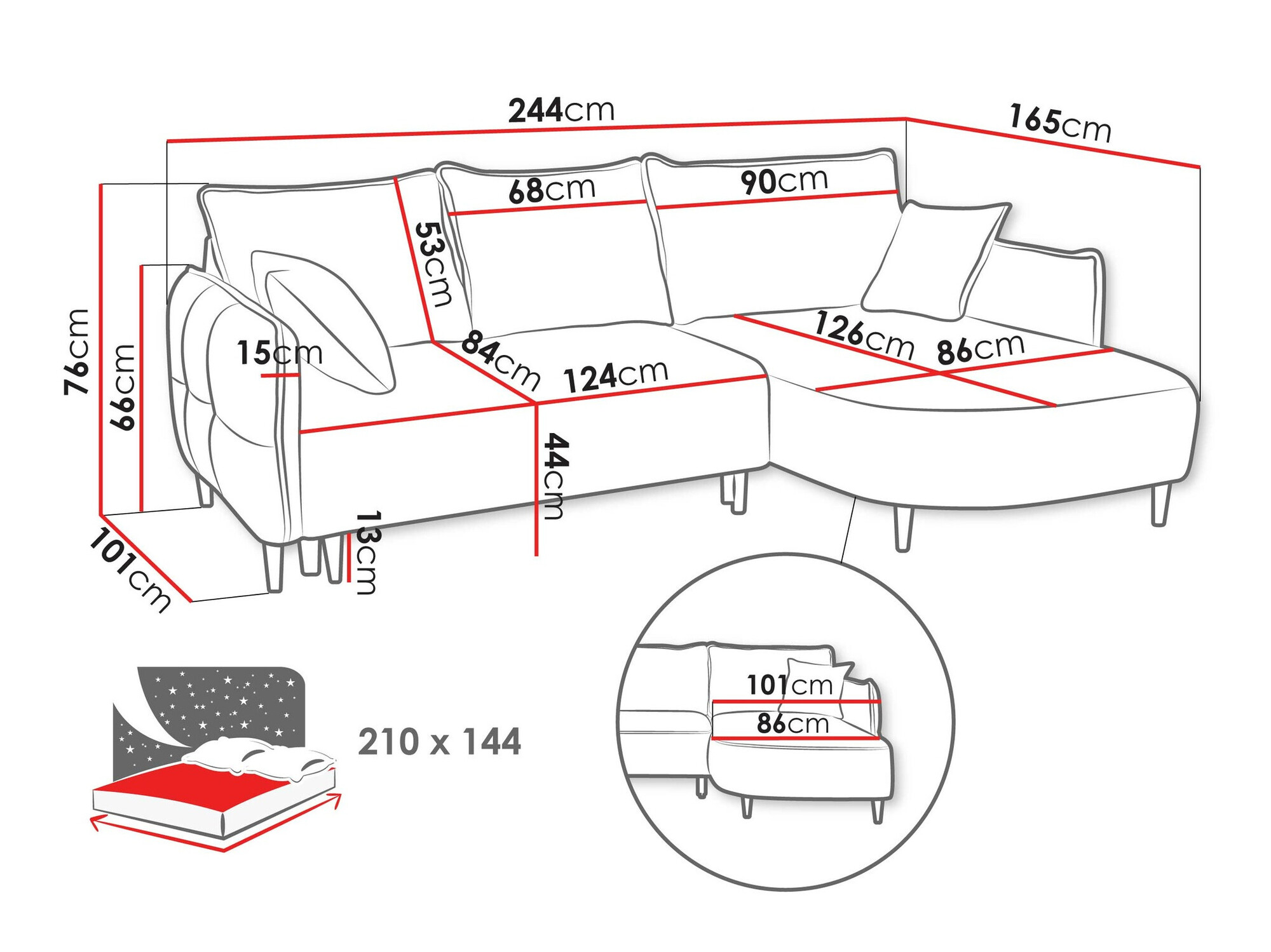 Corner sofa TrendyNest Ocelis (Onega 02)