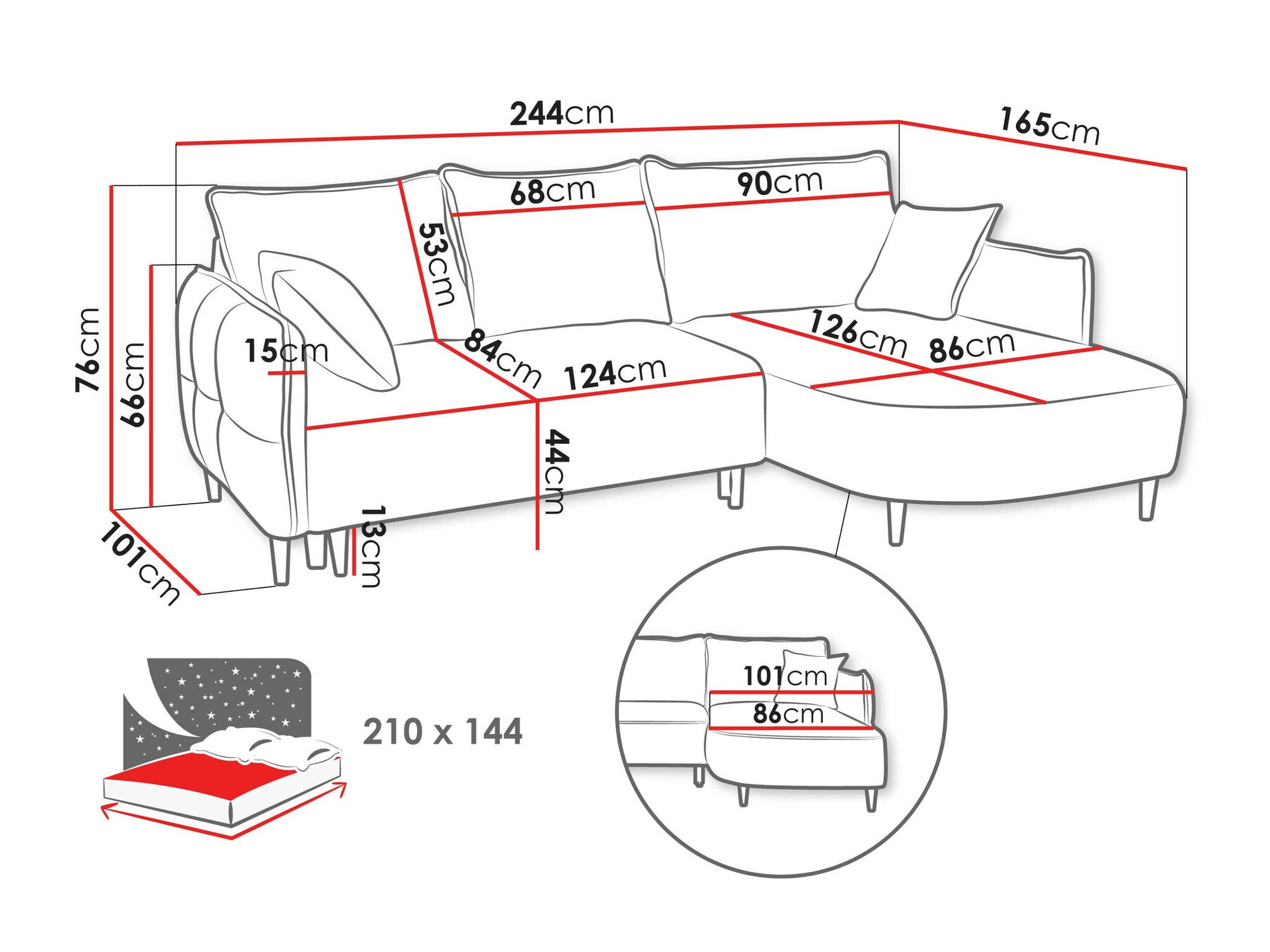 Corner sofa TrendyNest Ocelis (Onega 07)