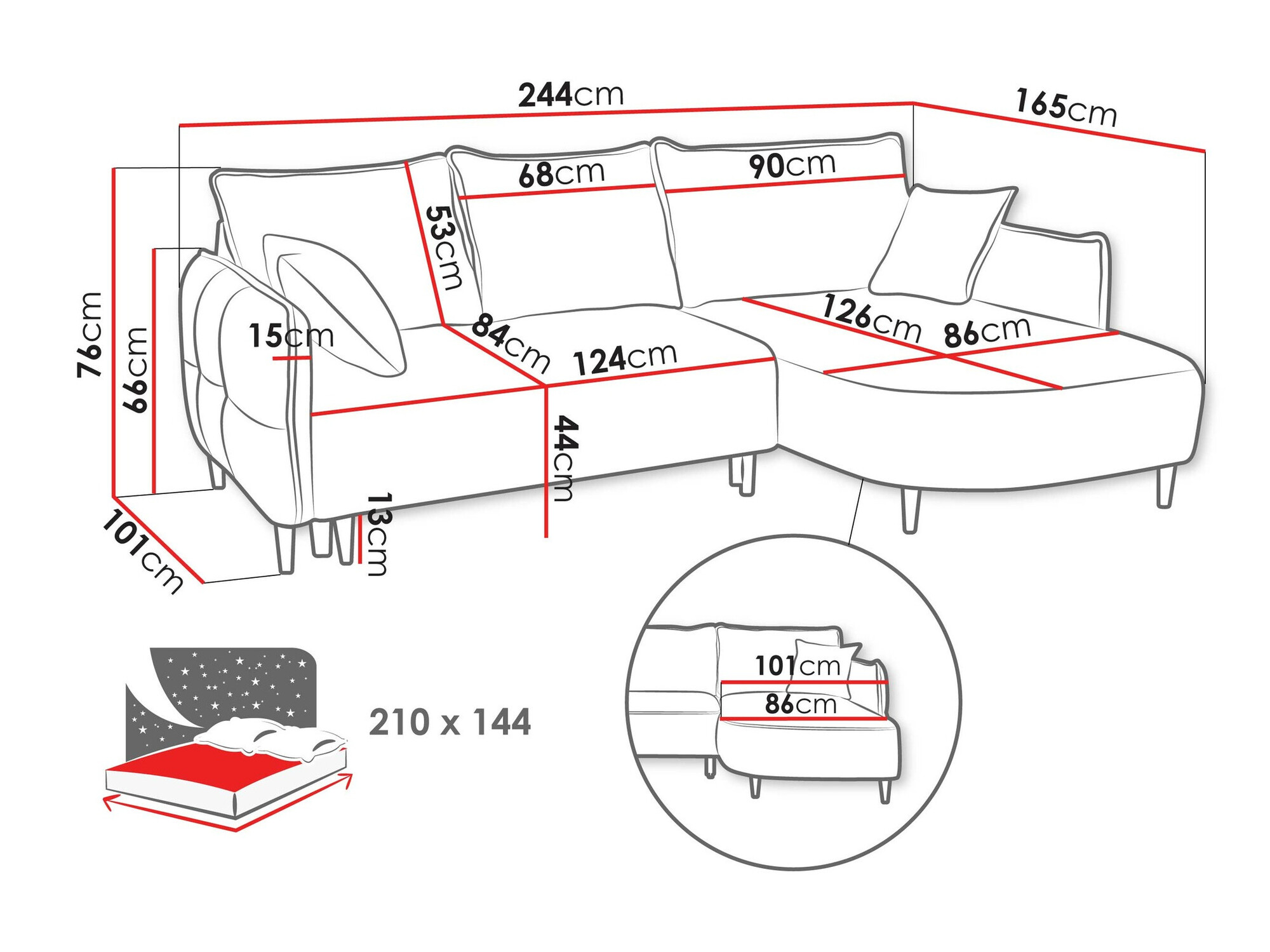 Corner sofa TrendyNest Ocelis (Onega 07)