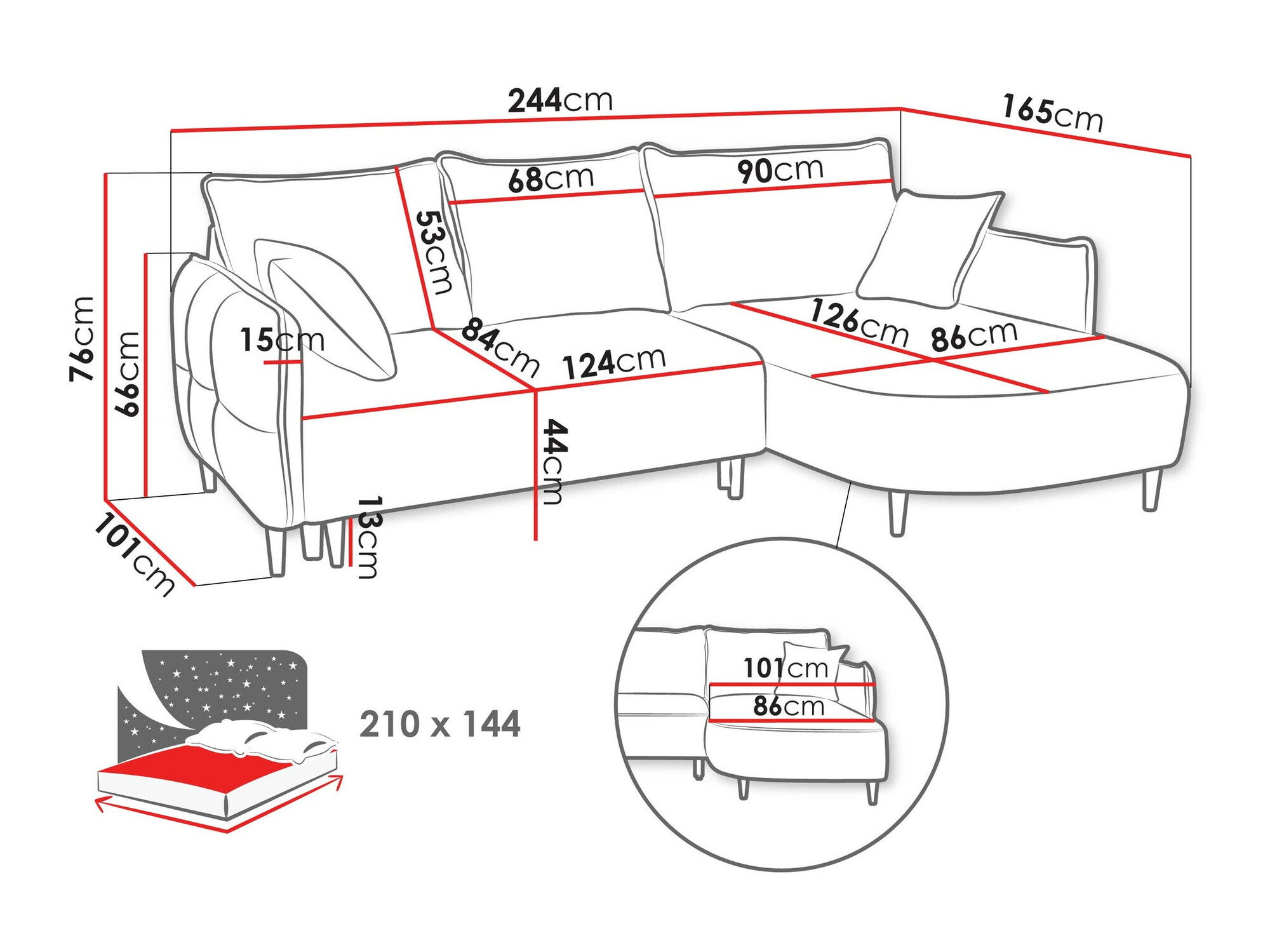 Corner sofa TrendyNest Ocelis (Onega 08)