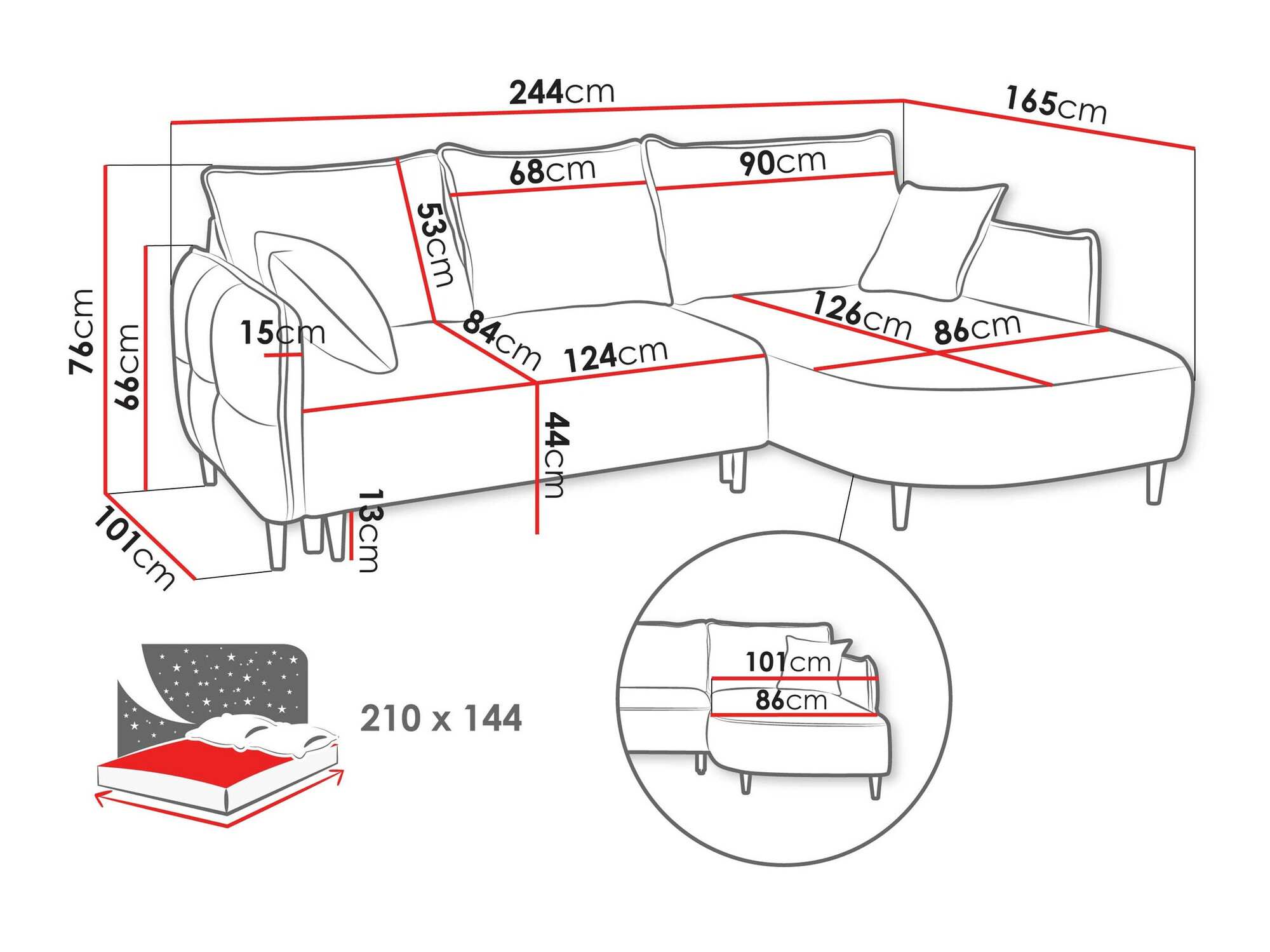 Corner sofa TrendyNest Ocelis (Onega 08)