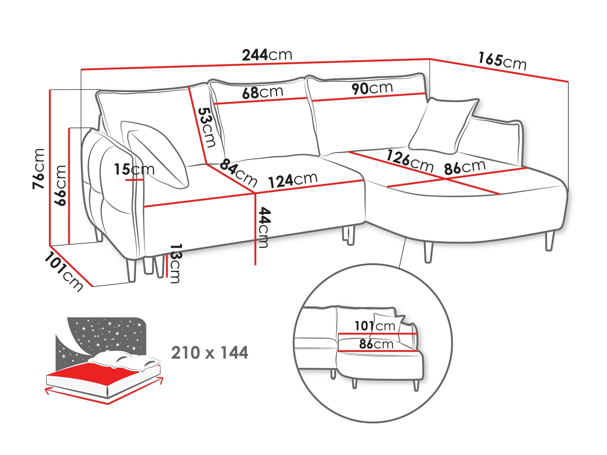 Corner sofa TrendyNest Ocelis (Onega 10)