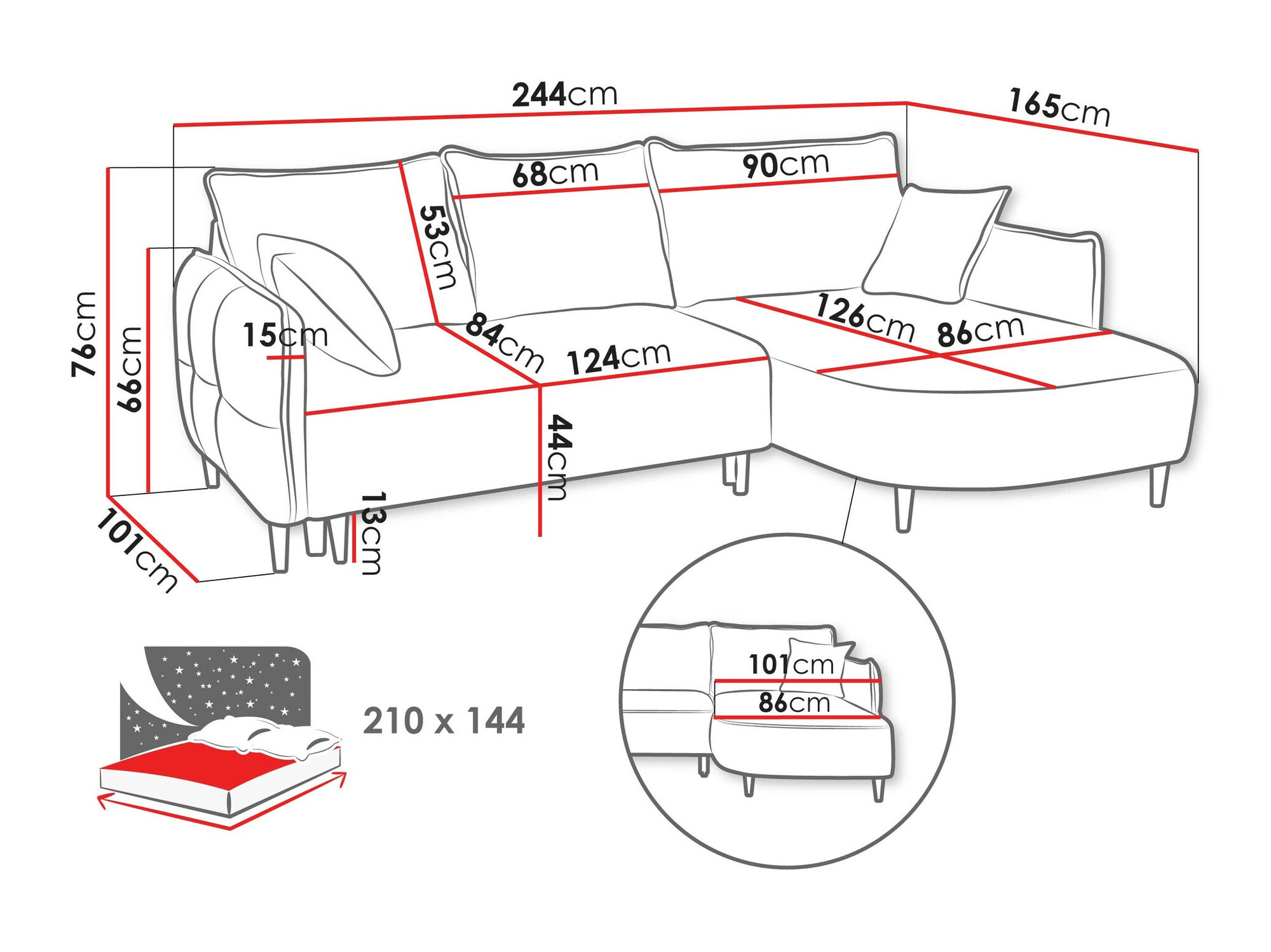 Corner sofa TrendyNest Ocelis (Onega 10)