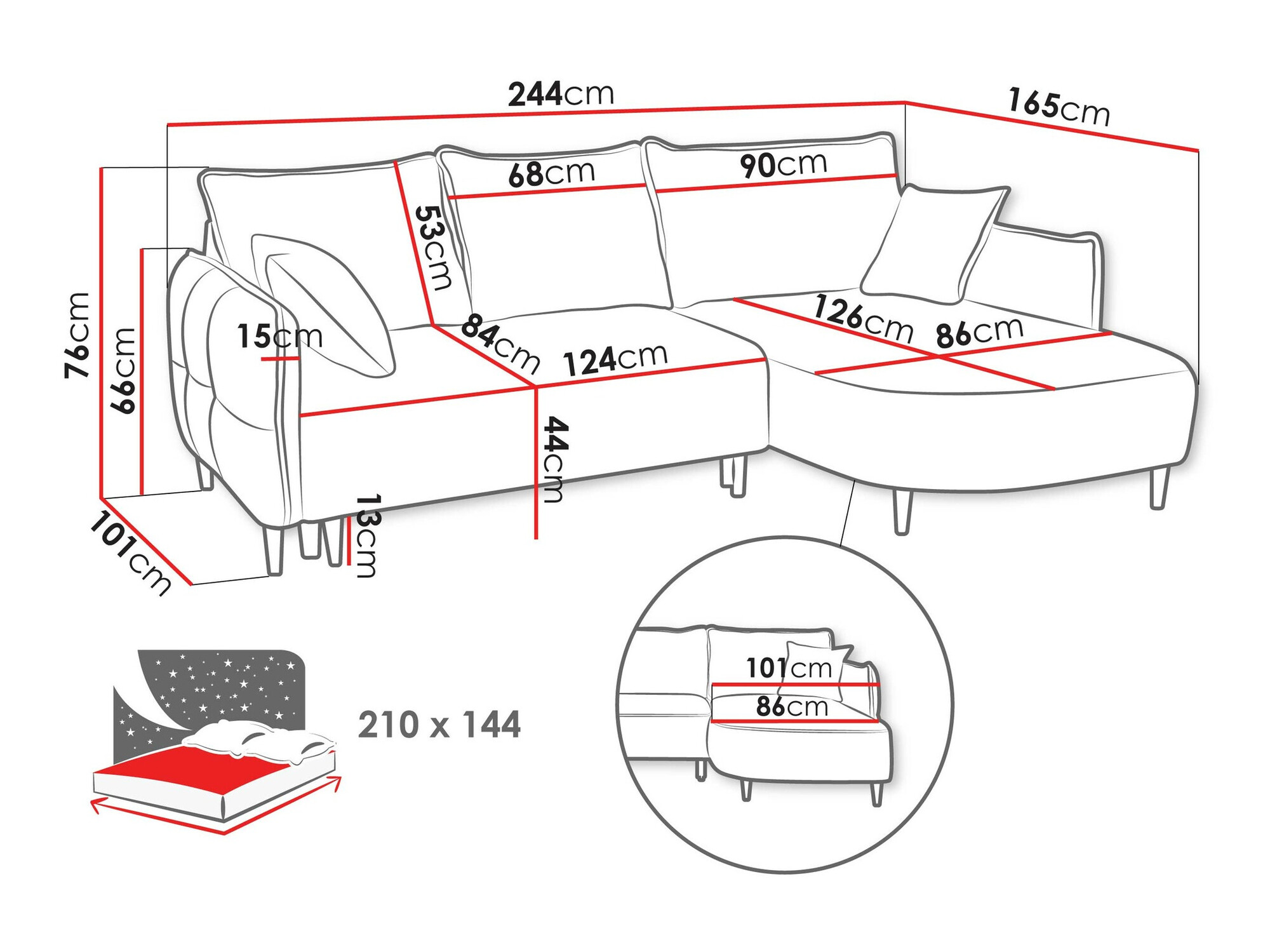 Corner sofa TrendyNest Ocelis (Onega 11)