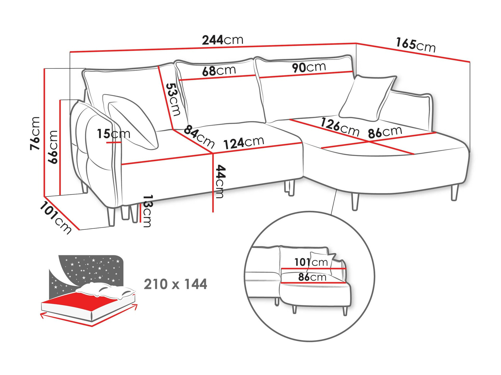 Corner sofa TrendyNest Ocelis (Onega 14)