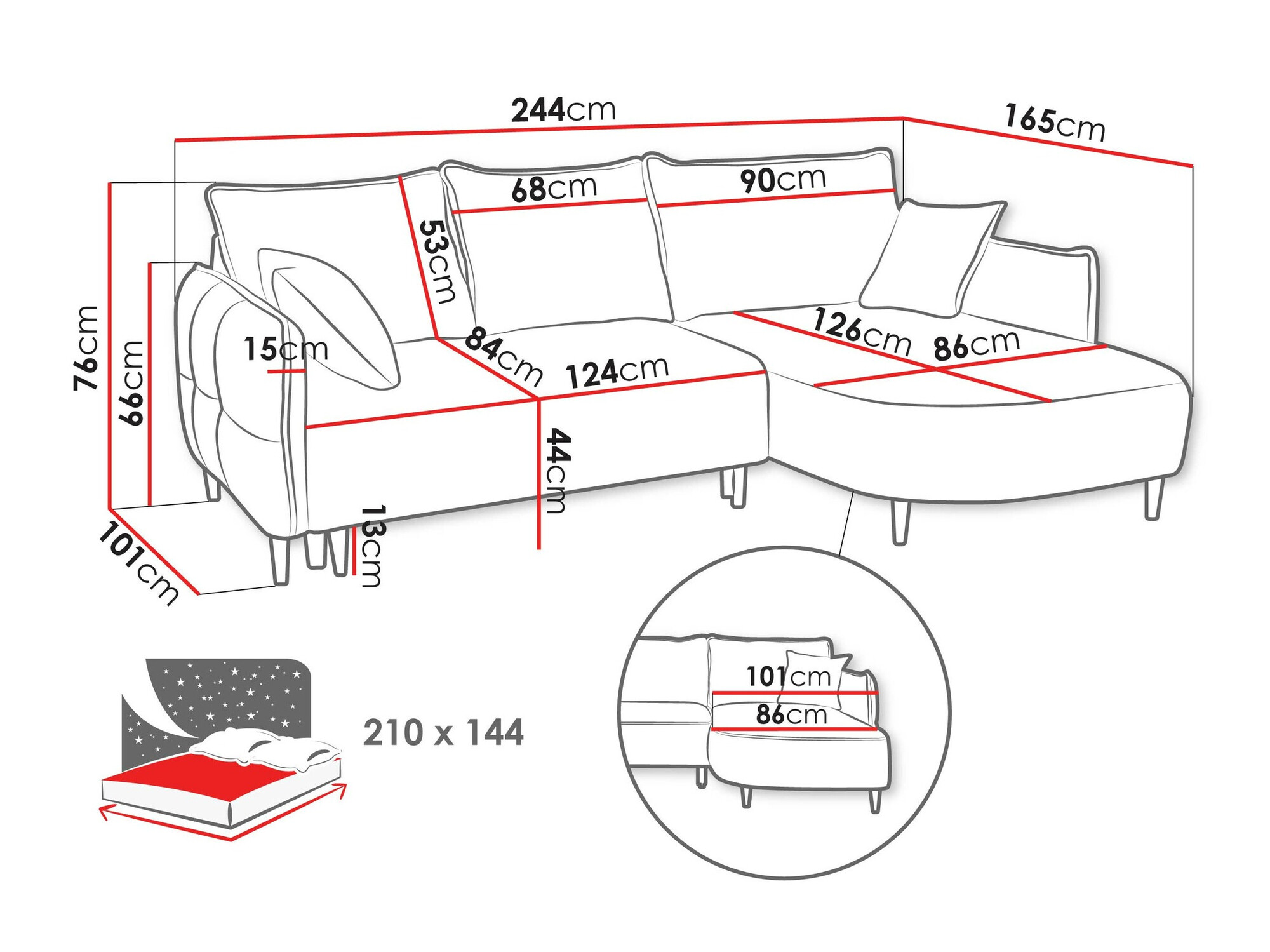 Corner sofa TrendyNest Ocelis (Onega 14)