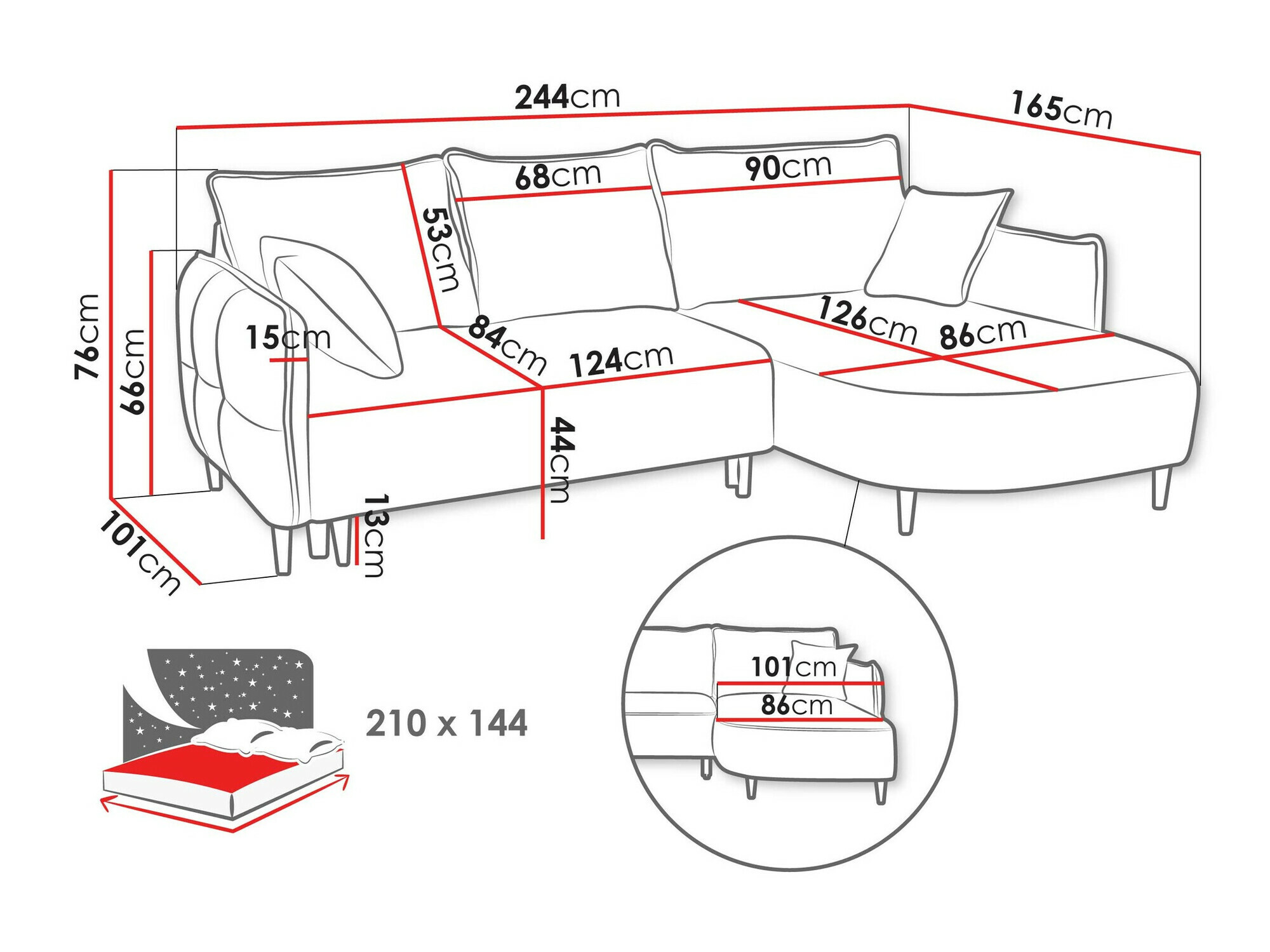 Corner sofa TrendyNest Ocelis (Onega 15)