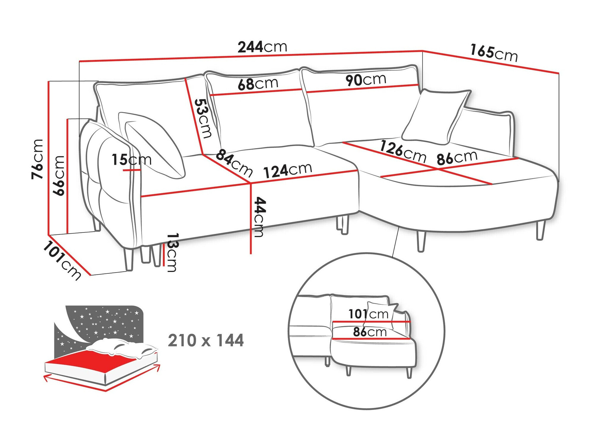 Corner sofa TrendyNest Ocelis (Onega 15)