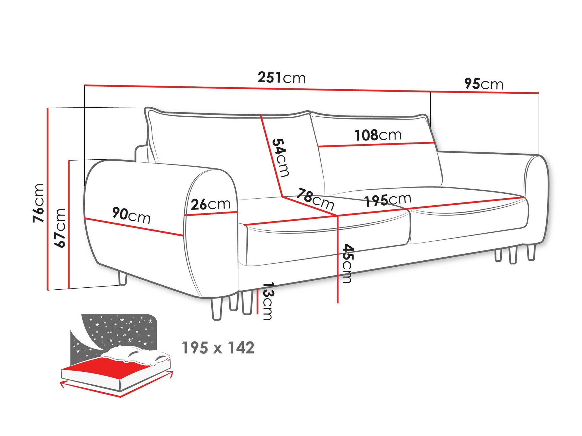Sofa bed TrendyNest Cervalis (Onega 08)