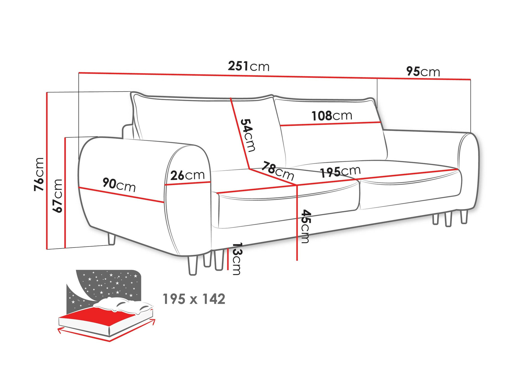 Sofa bed TrendyNest Cervalis (Onega 14)