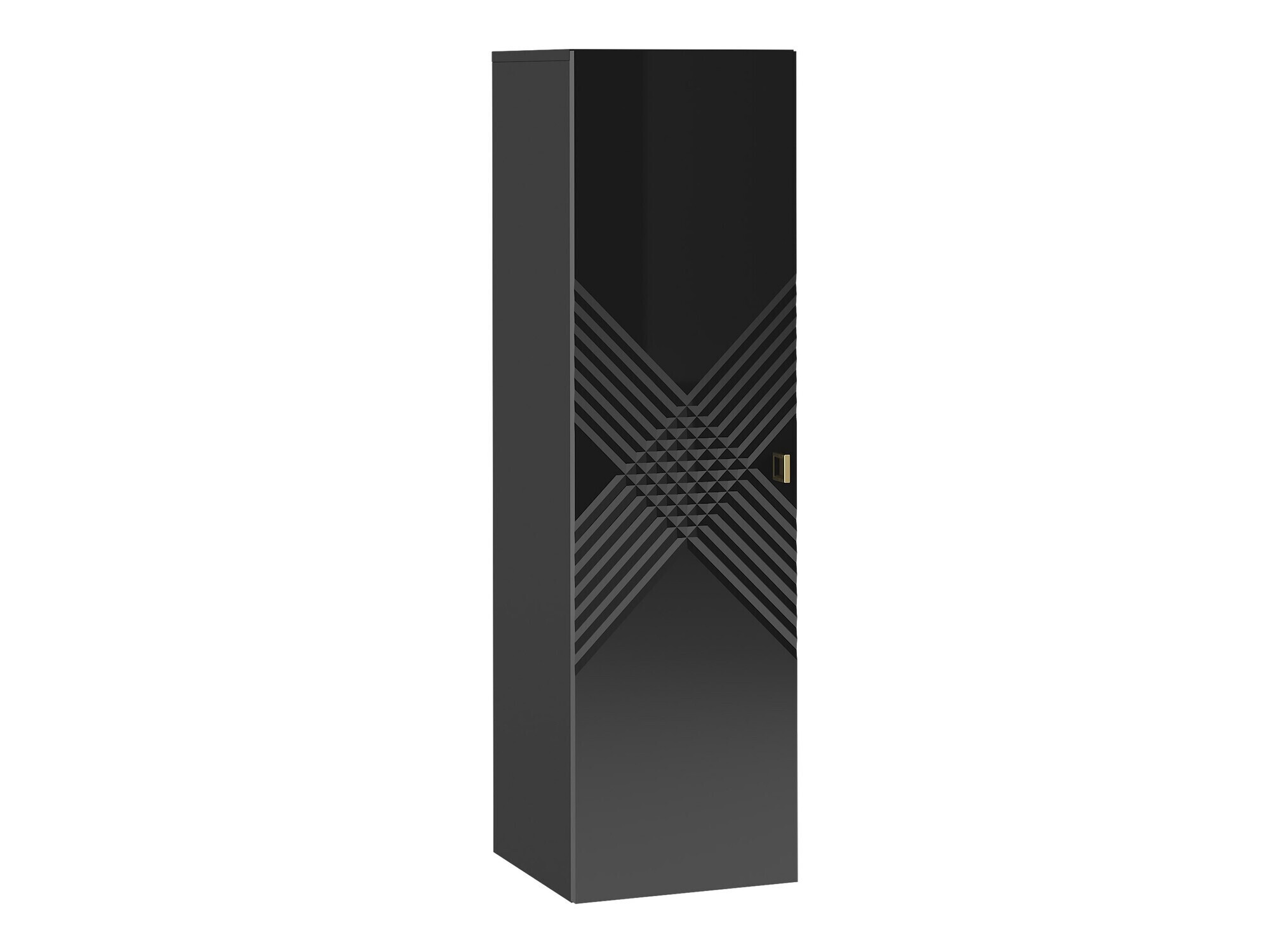 Wall-mounted bathroom cabinet Natar (Black + Glossy black)