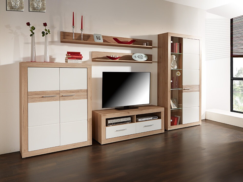 TV stand Romfera 102 (White + San Remo oak)