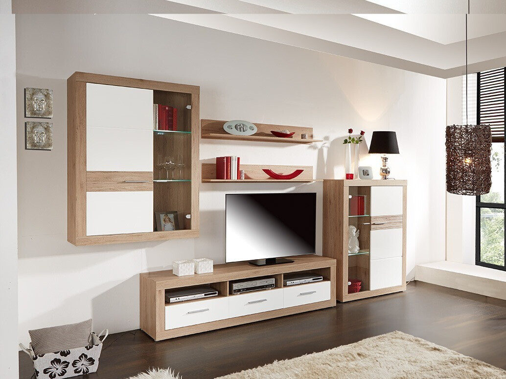 TV stand Romfera 103 (White + San Remo oak)