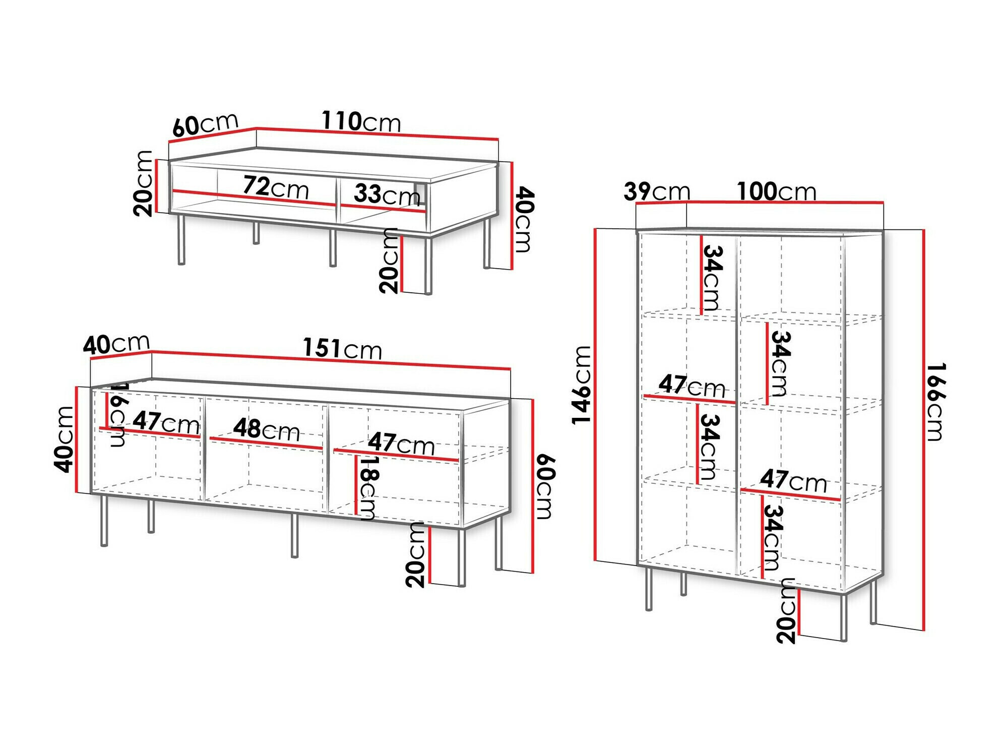 Living room set Celra (White)
