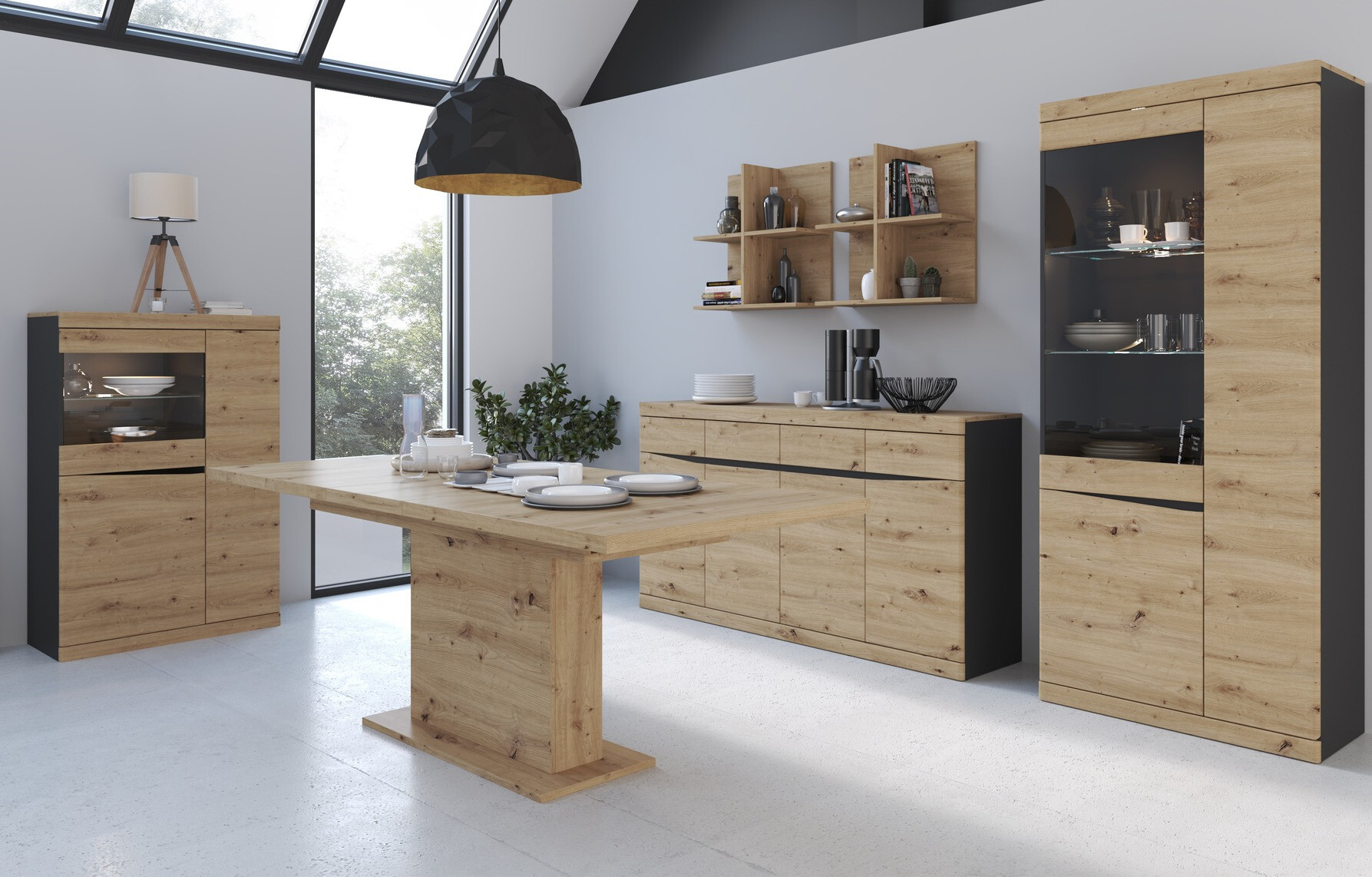 Chest of drawers Venlori 124 (Anthracite + Artisan oak)