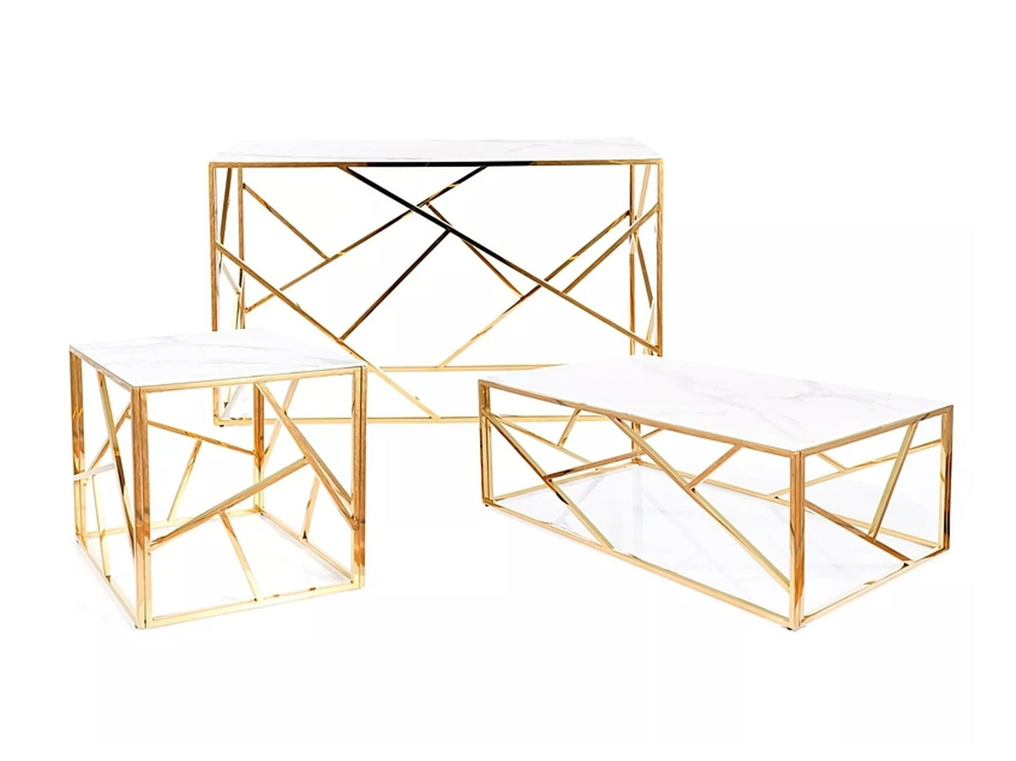Coffee table Detroit 457 (Golden + White marble)