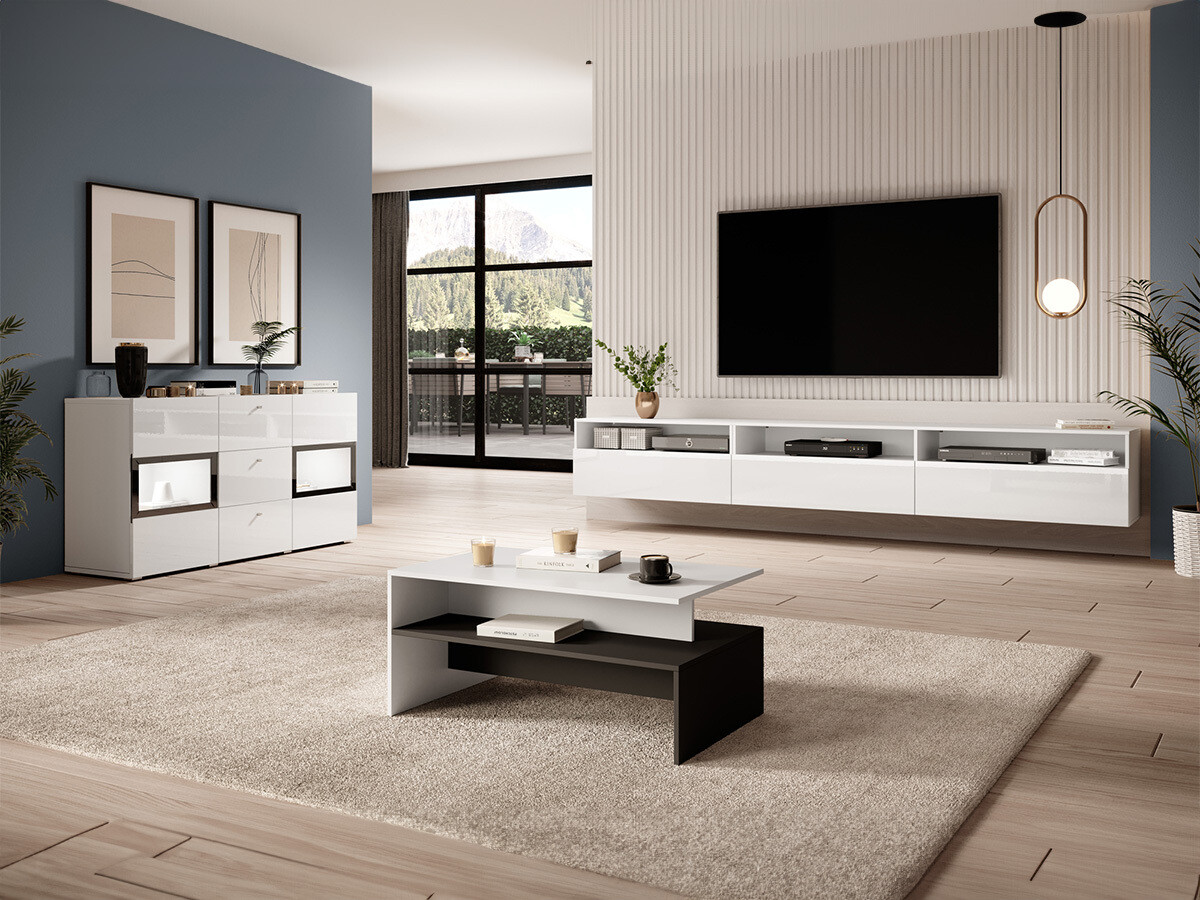 Living room set Serodeu 106 (White + Glossy white)