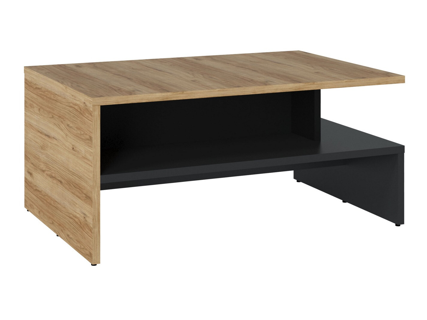 Coffee table Ontario 127 (Matte black + Catania oak)