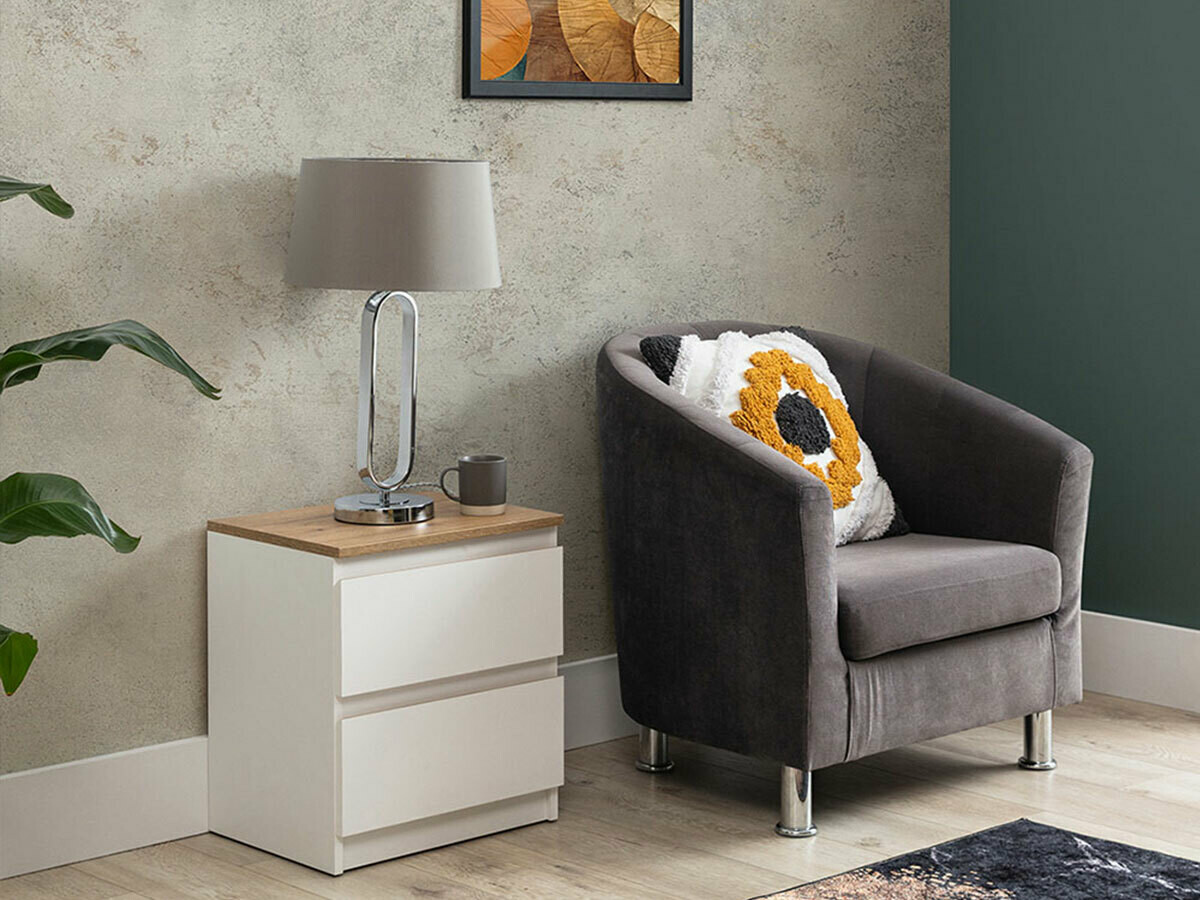 Bedside table Catelbi 109 (White + Oak)