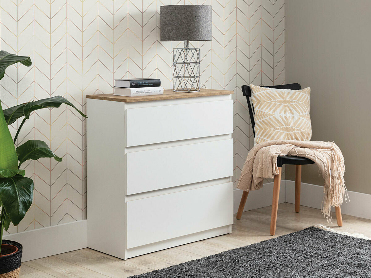 Chest of drawers Catelbi 101 (White + Oak)