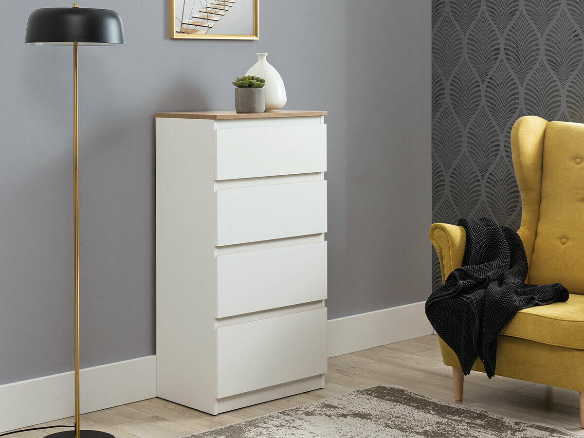 Chest of drawers Catelbi 103 (White + Oak)