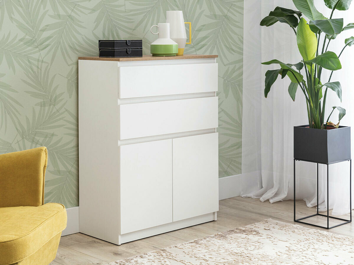 Chest of drawers Catelbi 104 (White + Oak)