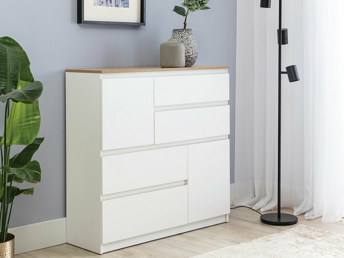 Chest of drawers Catelbi 105 (White + Oak)