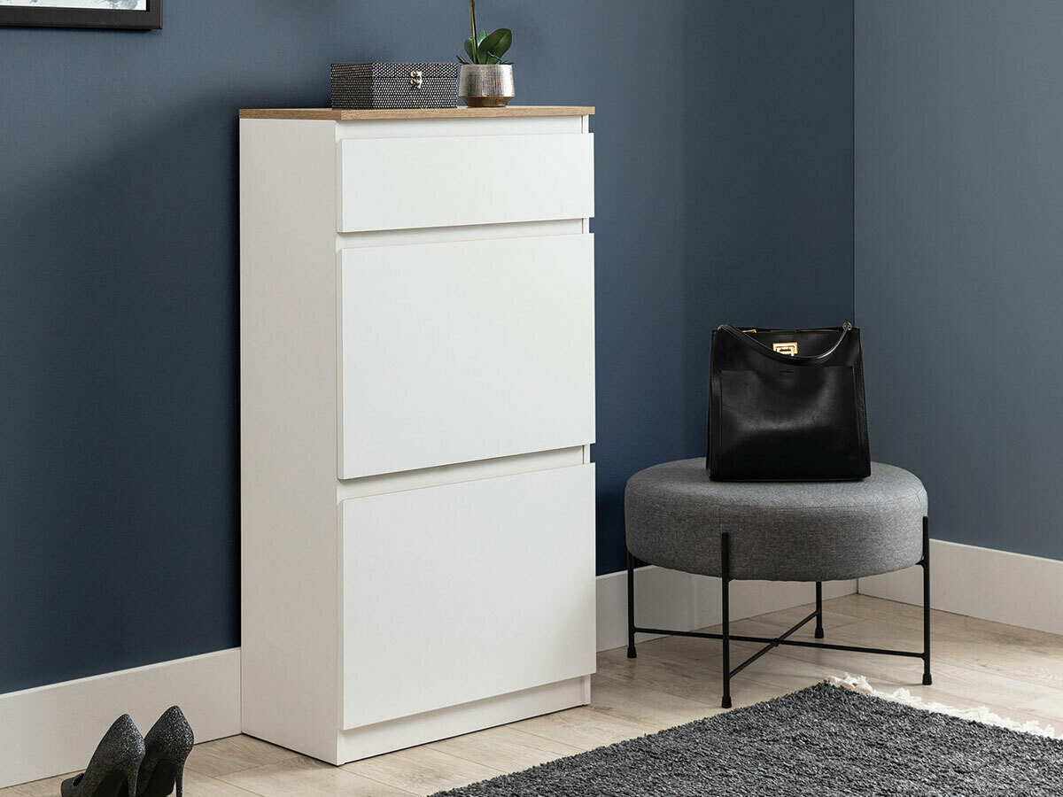 Shoe cabinet Catelbi 108 (White + Oak)