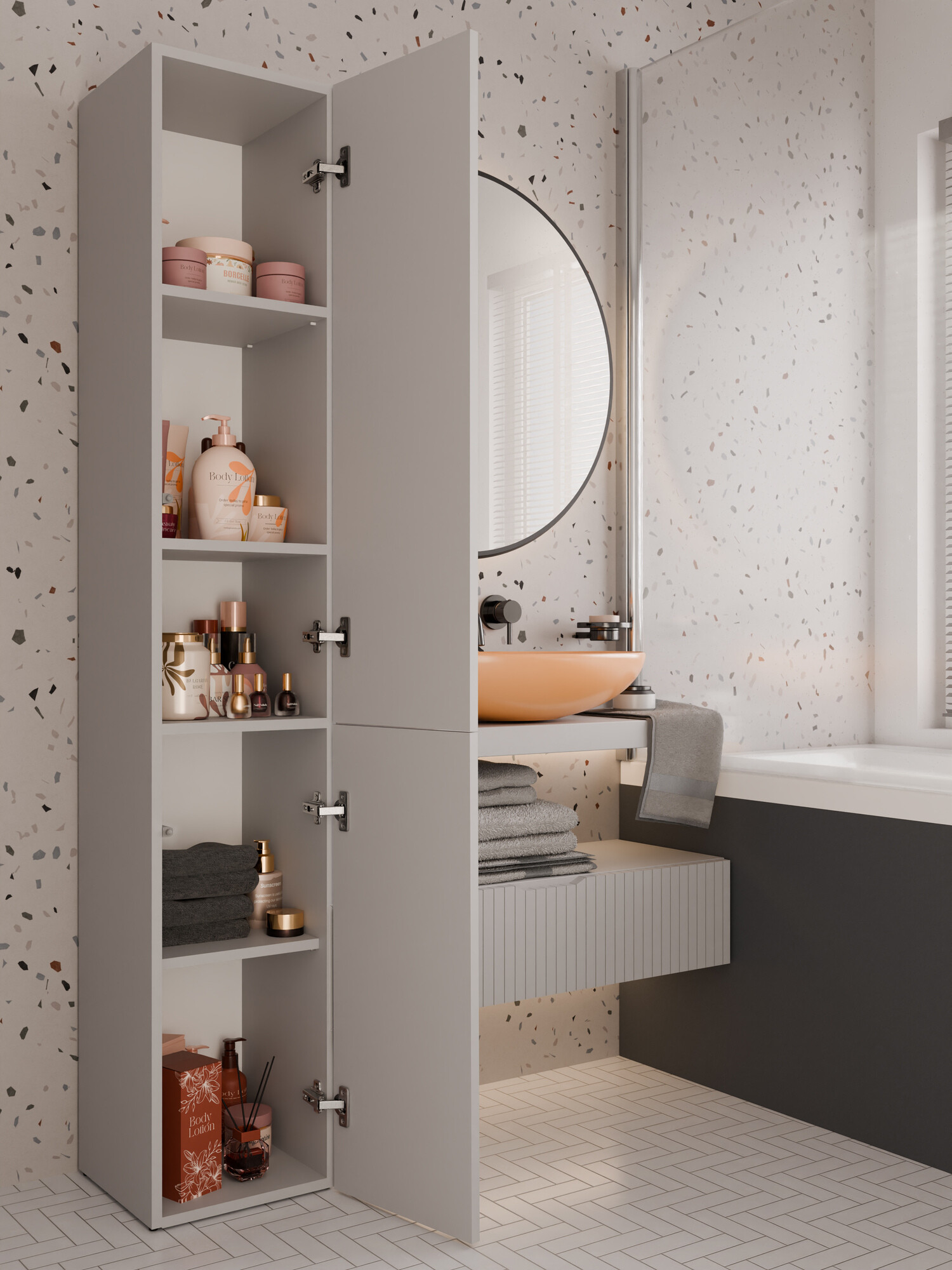 Freestanding bathroom cabinet Nolmaru 110 (Cashmere)