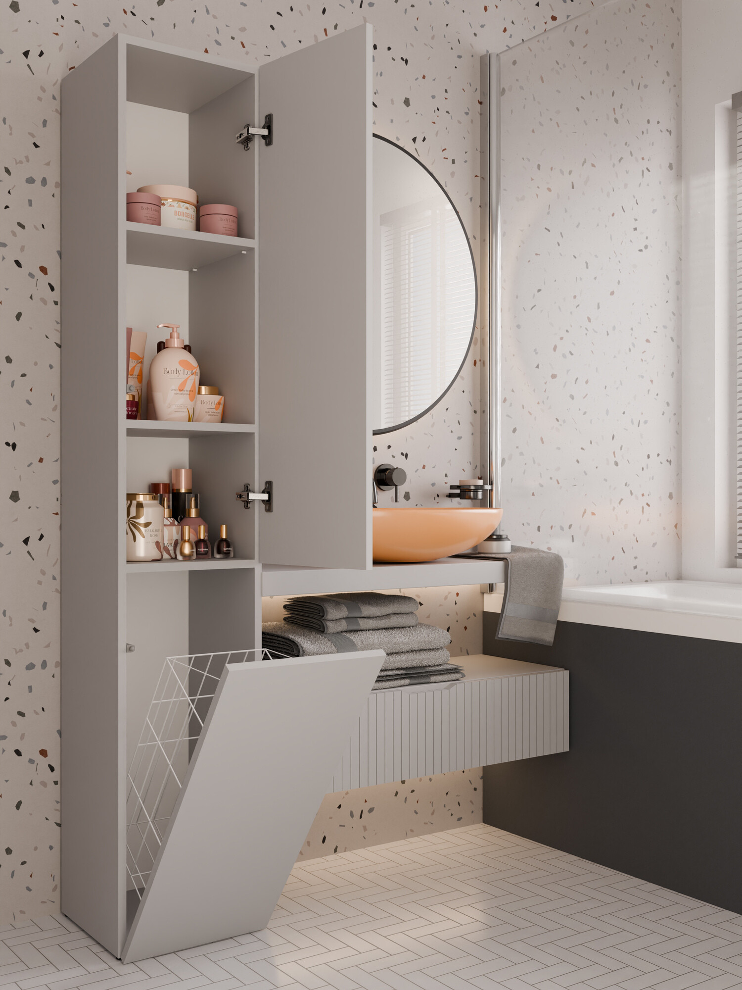 Freestanding bathroom cabinet Nolmaru 111 (Cashmere)