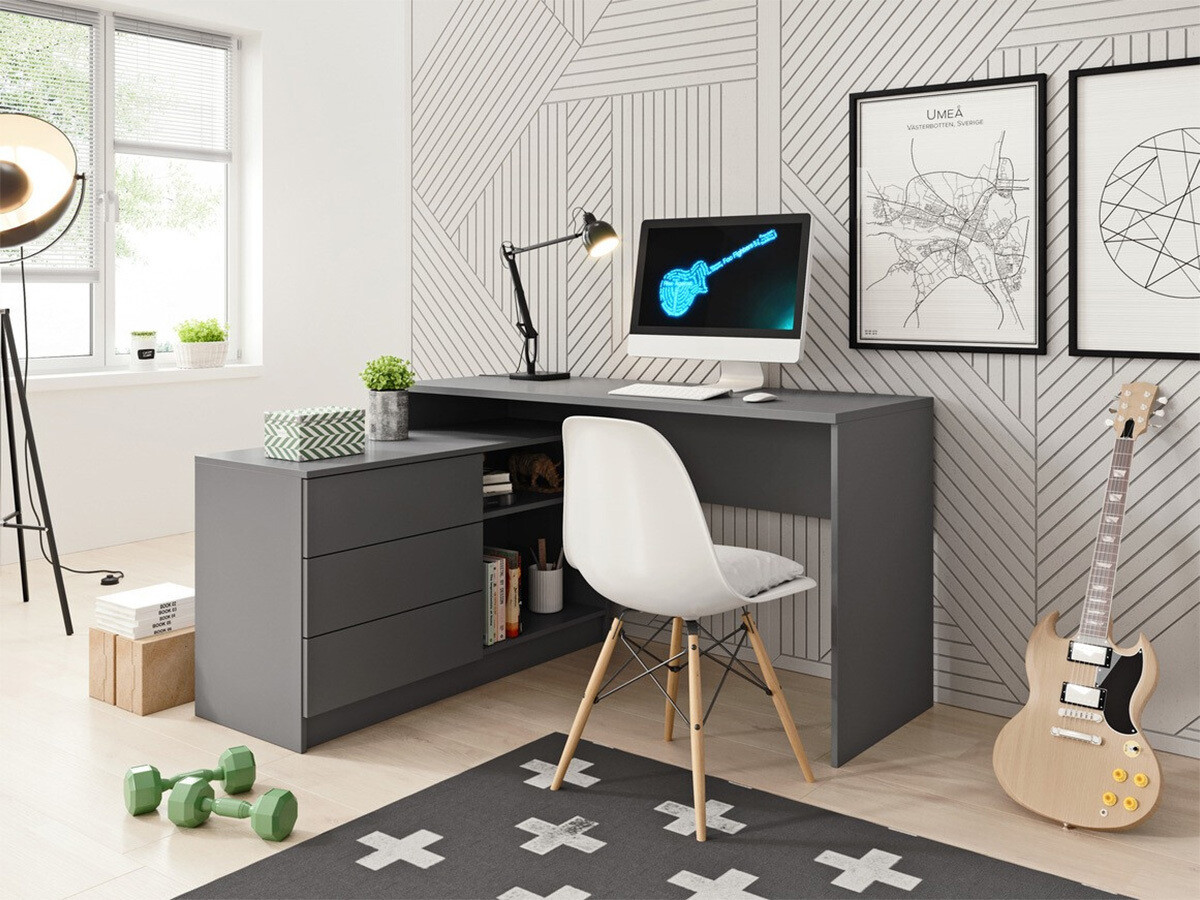 Corner desk Kingston 130 (Graphite)